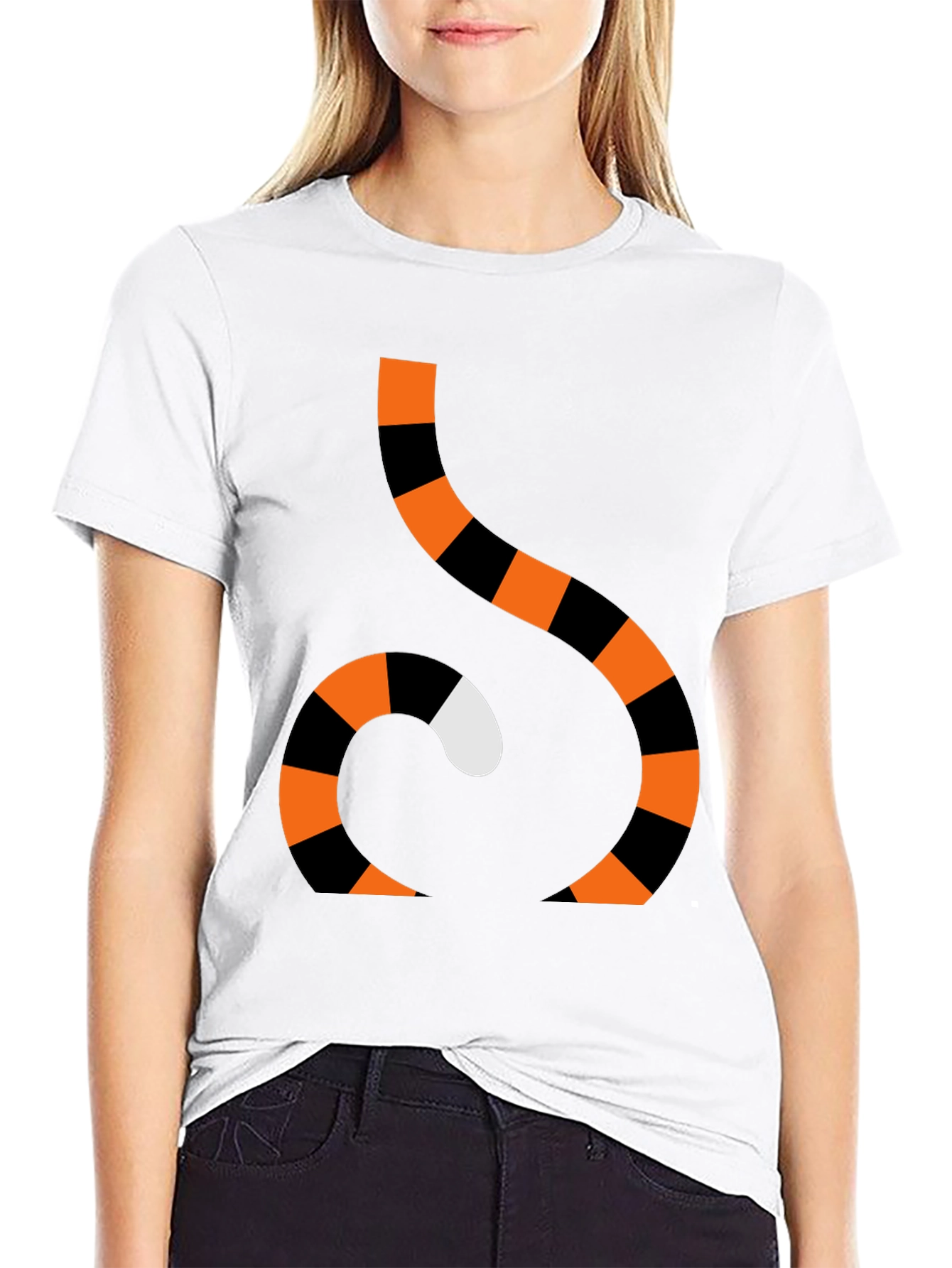Striped Snake Tail Graphic Tee - Halloween Costume Shirt