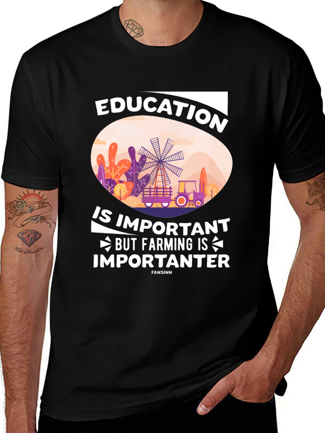 Education vs. Farming Graphic Tee