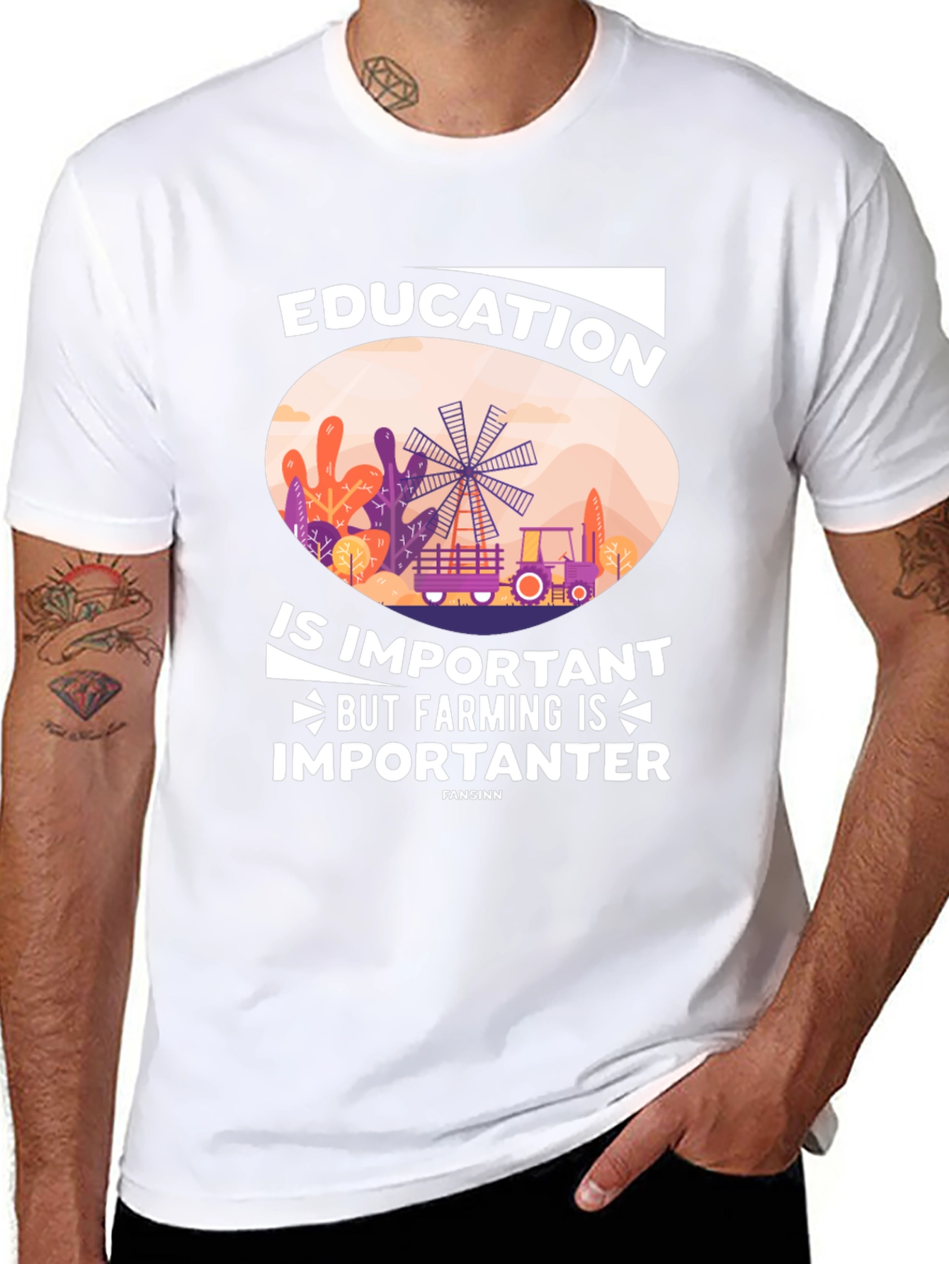 Education vs. Farming Graphic Tee