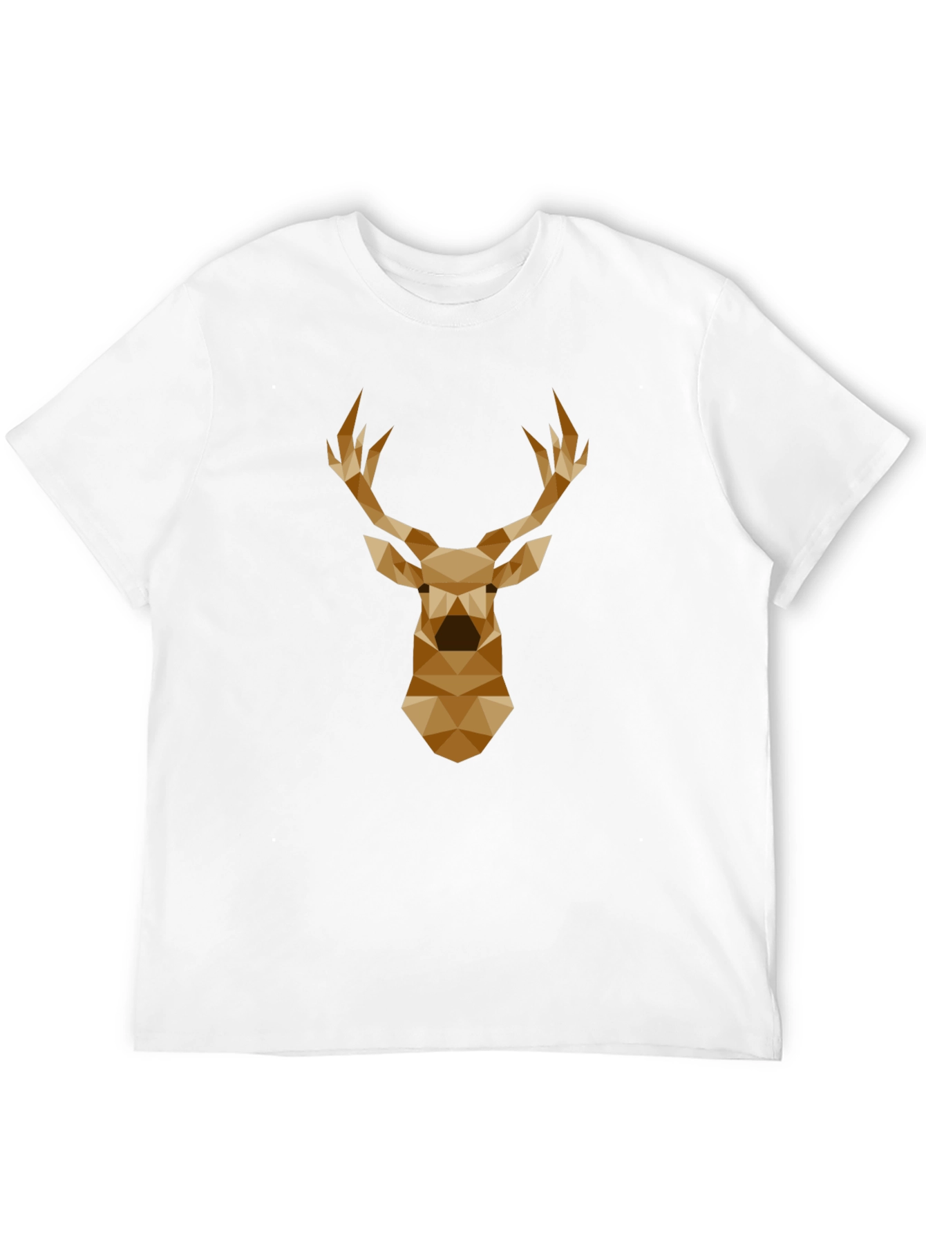 Geometric Deer Head Graphic Tee - Black