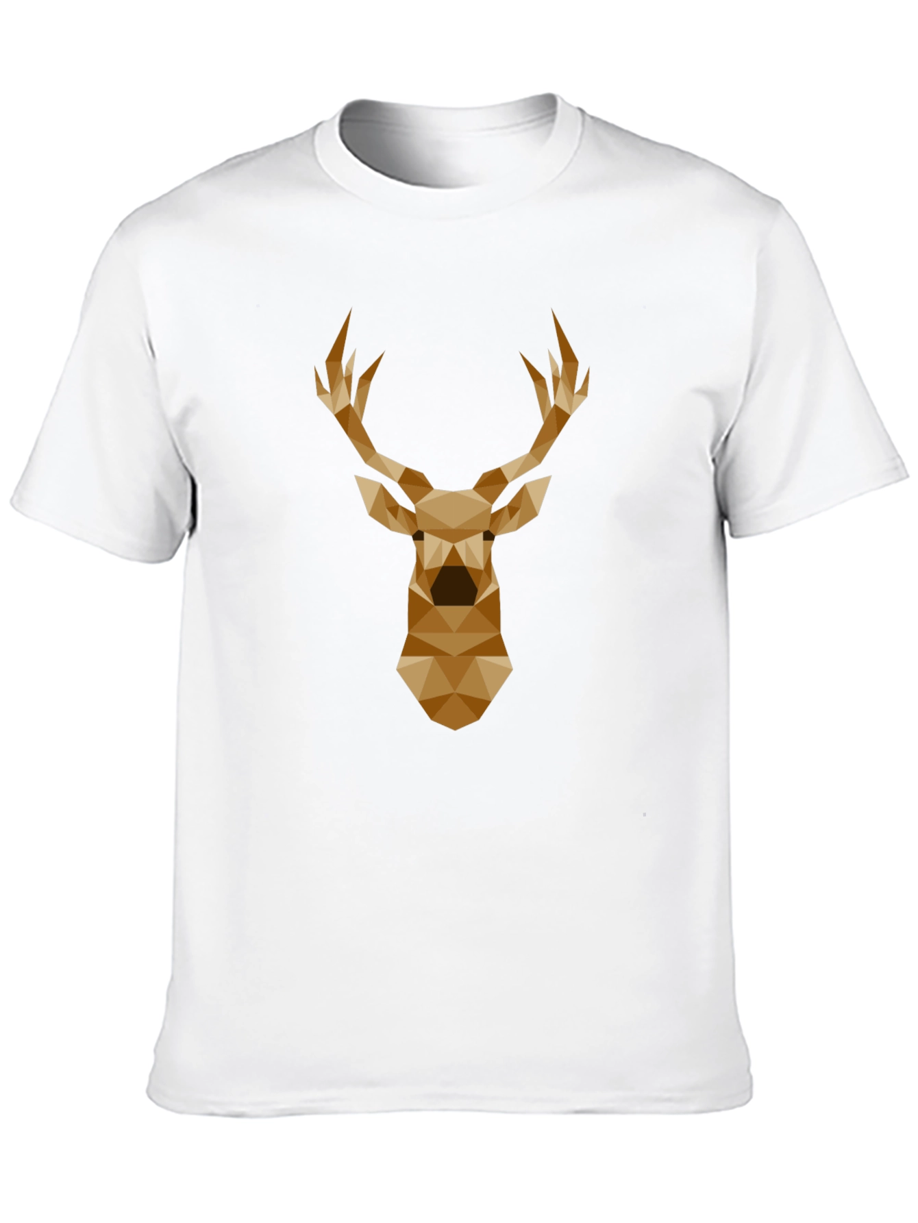Geometric Deer Head Graphic Tee - Black