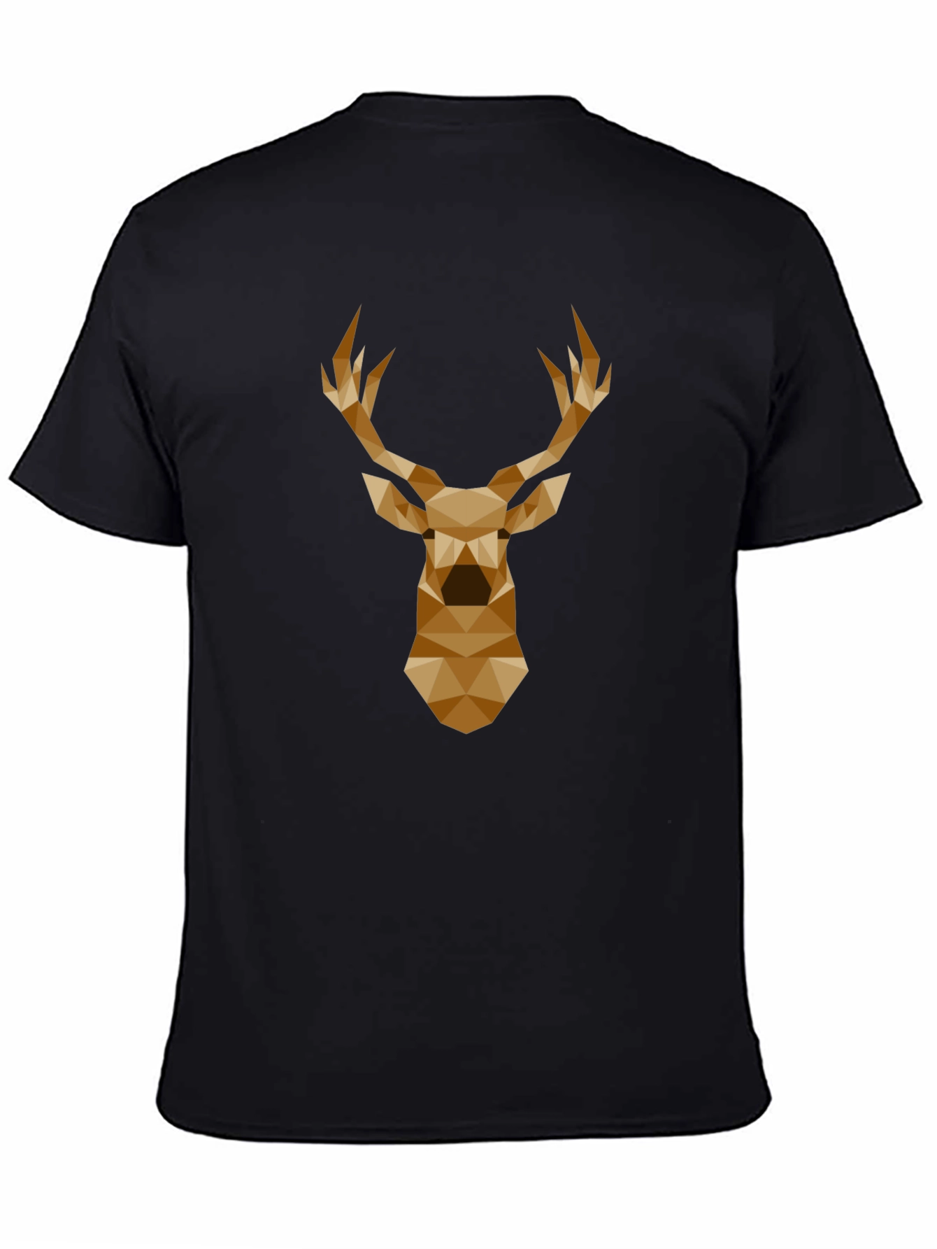Geometric Deer Head Graphic Tee - Black