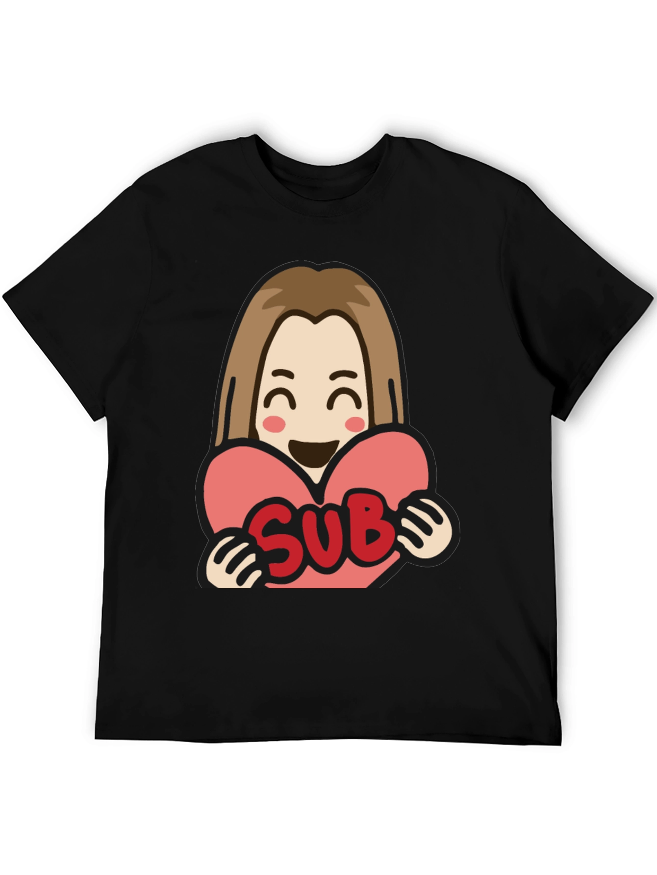 Sub Heart T-Shirt - Black Cotton Graphic Tee