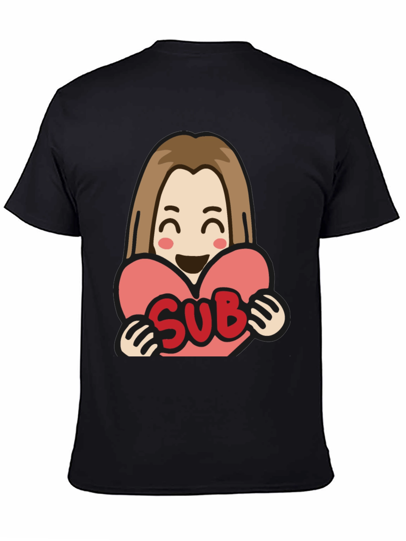 Sub Heart T-Shirt - Black Cotton Graphic Tee