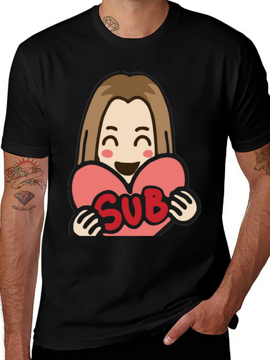 Sub Heart T-Shirt - Black Cotton Graphic Tee