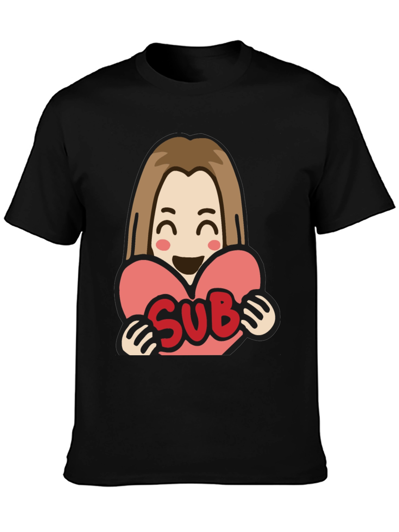 Sub Heart T-Shirt - Black Cotton Graphic Tee