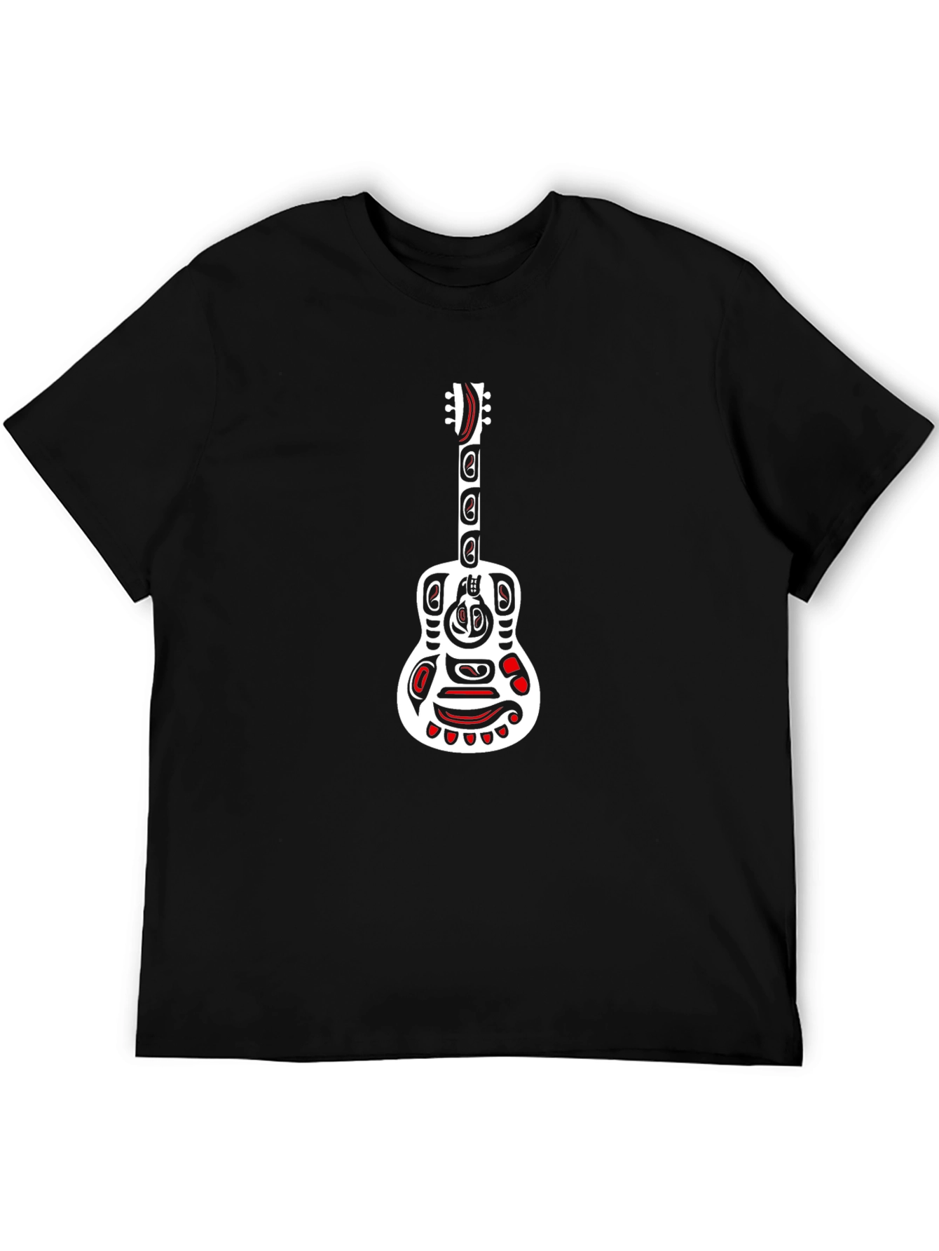 Tribal Guitar Graphic Black T-Shirt
