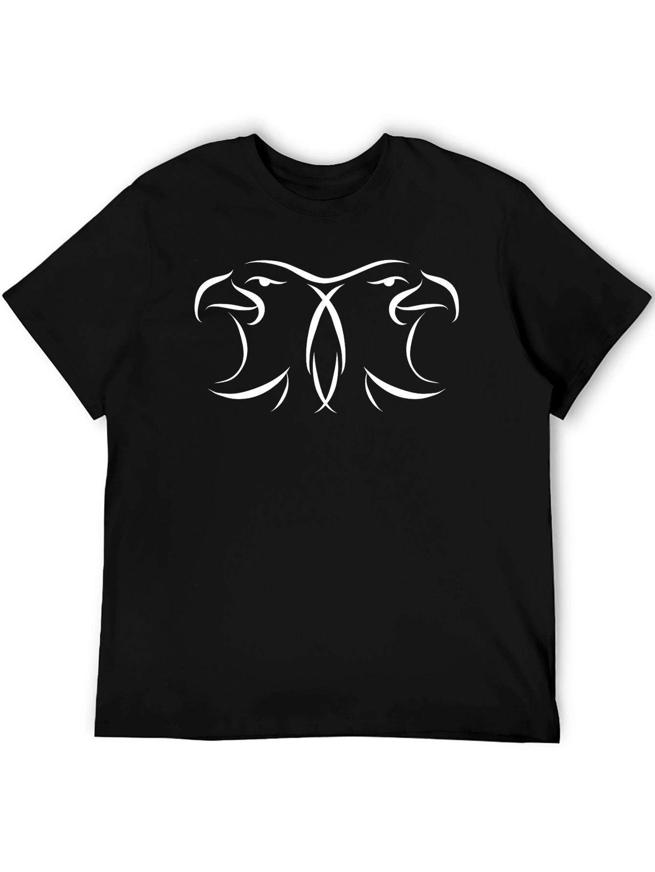 Bold Black T-Shirt: Two Eagle Heads Design