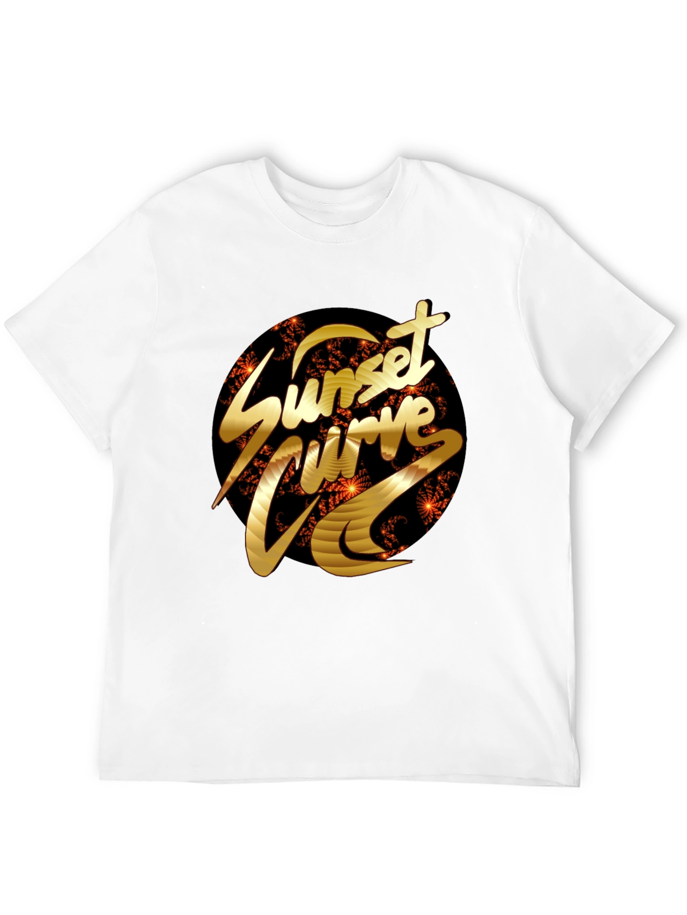 Sunset Curve Graphic Tee - Black Cotton T-Shirt