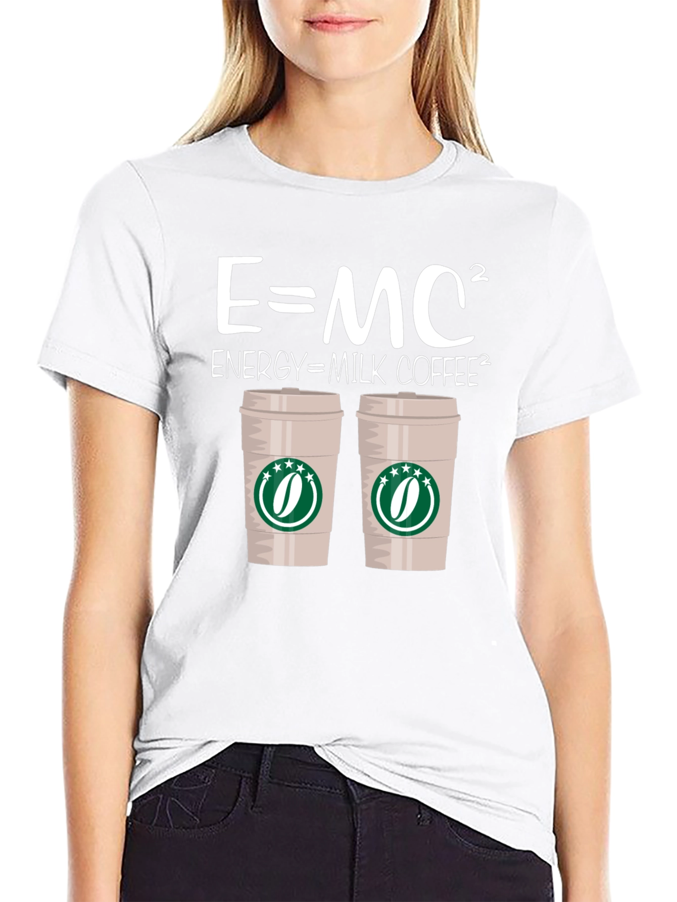 E=MC² Energy = Milk Coffee² Black T-Shirt
