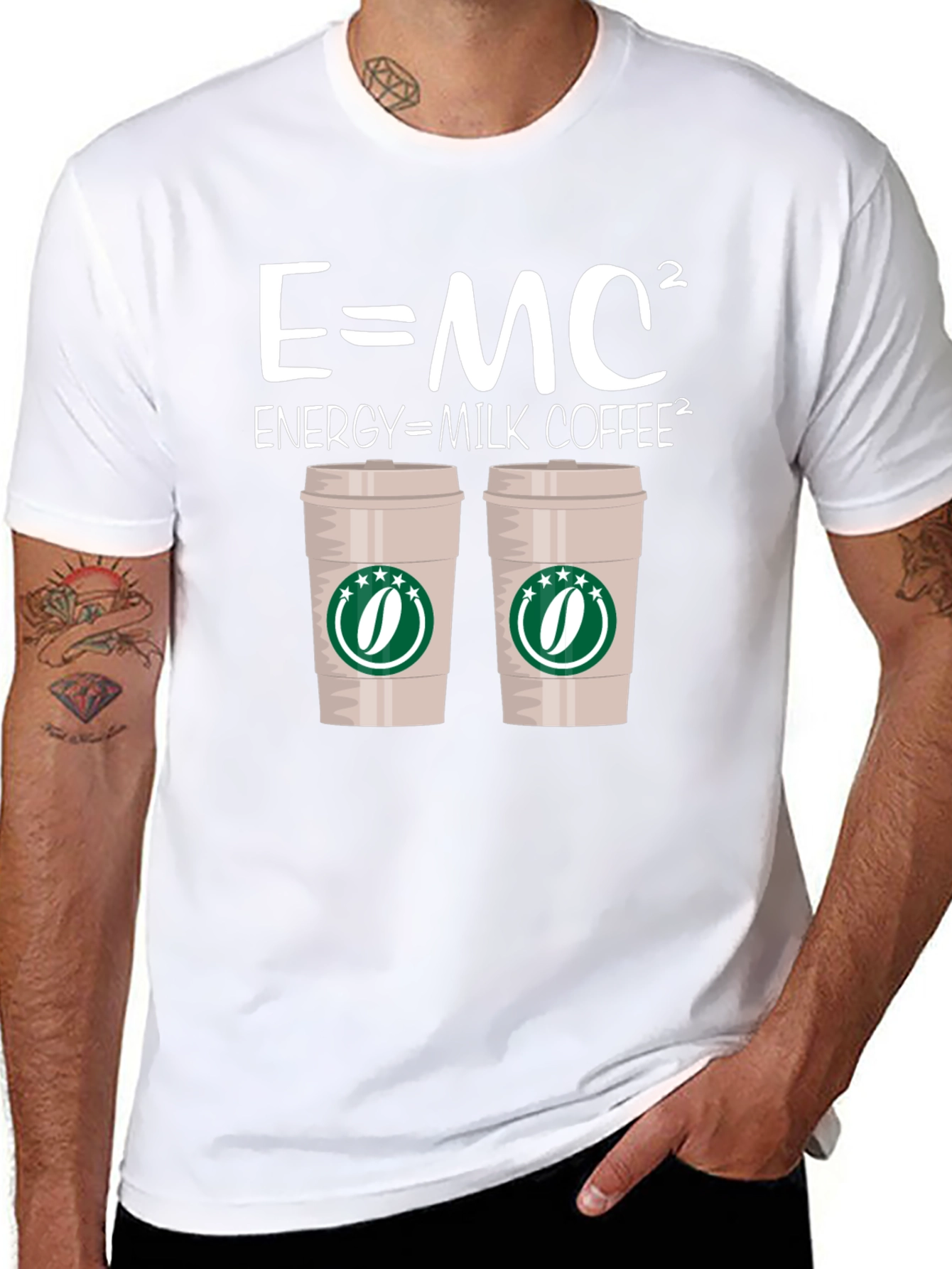 E=MC² Energy = Milk Coffee² Black T-Shirt