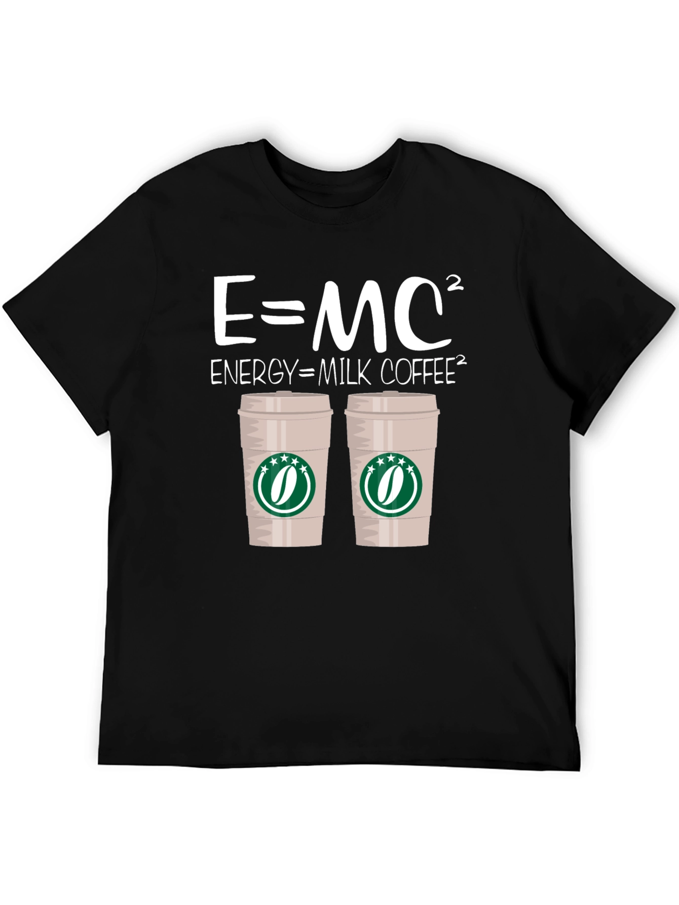 E=MC² Energy = Milk Coffee² Black T-Shirt
