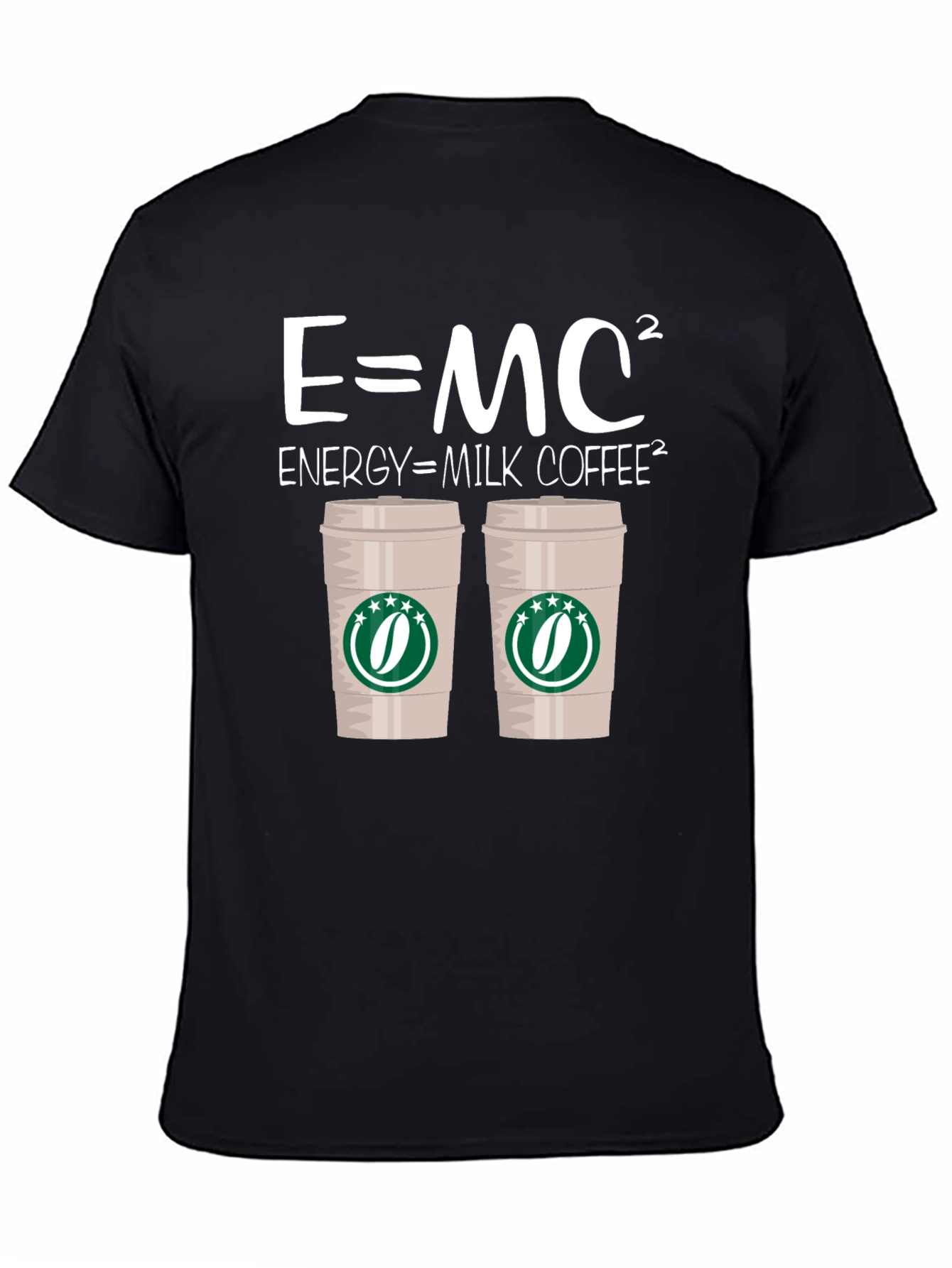 E=MC² Energy = Milk Coffee² Black T-Shirt