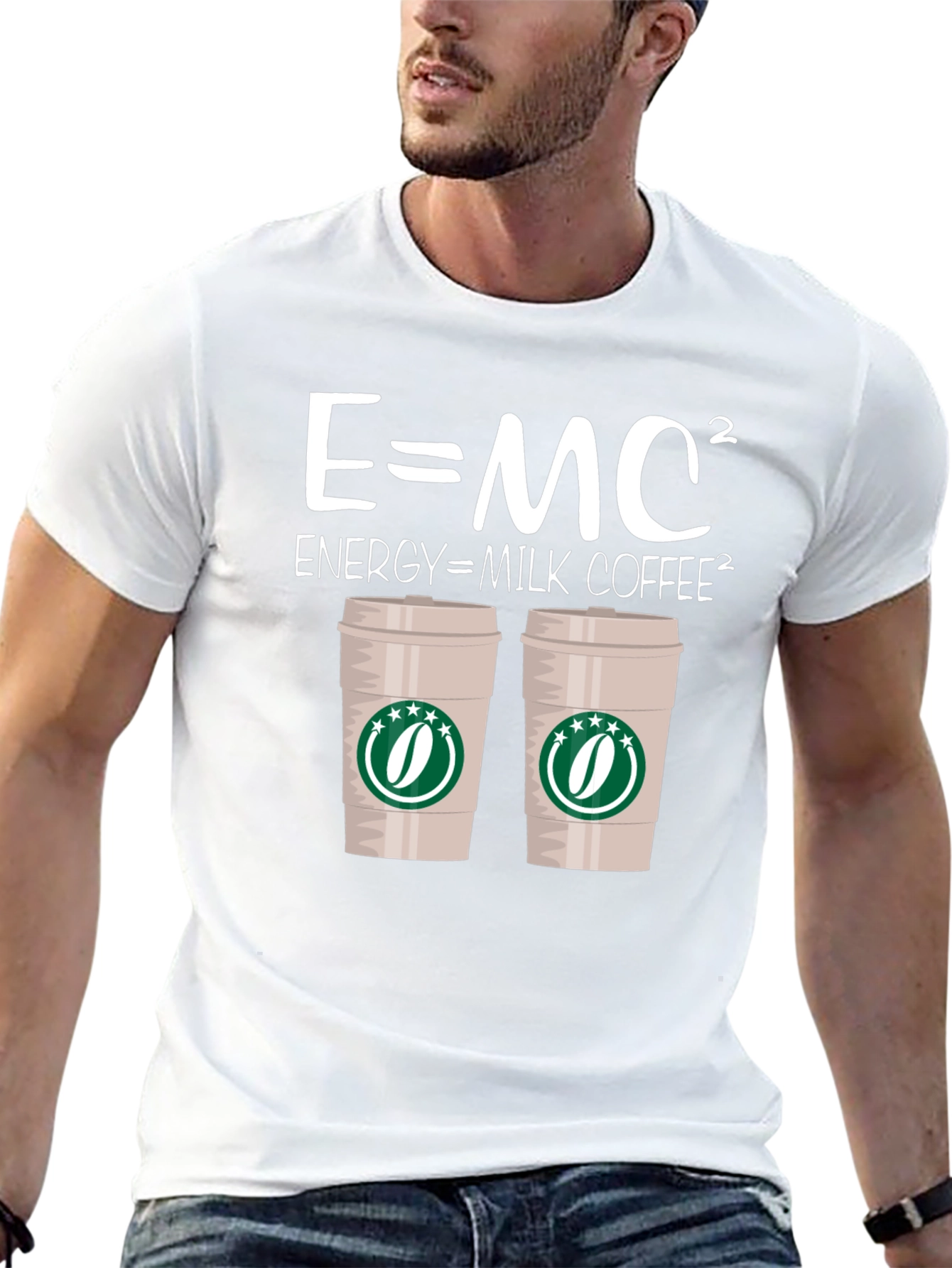 E=MC² Energy = Milk Coffee² Black T-Shirt