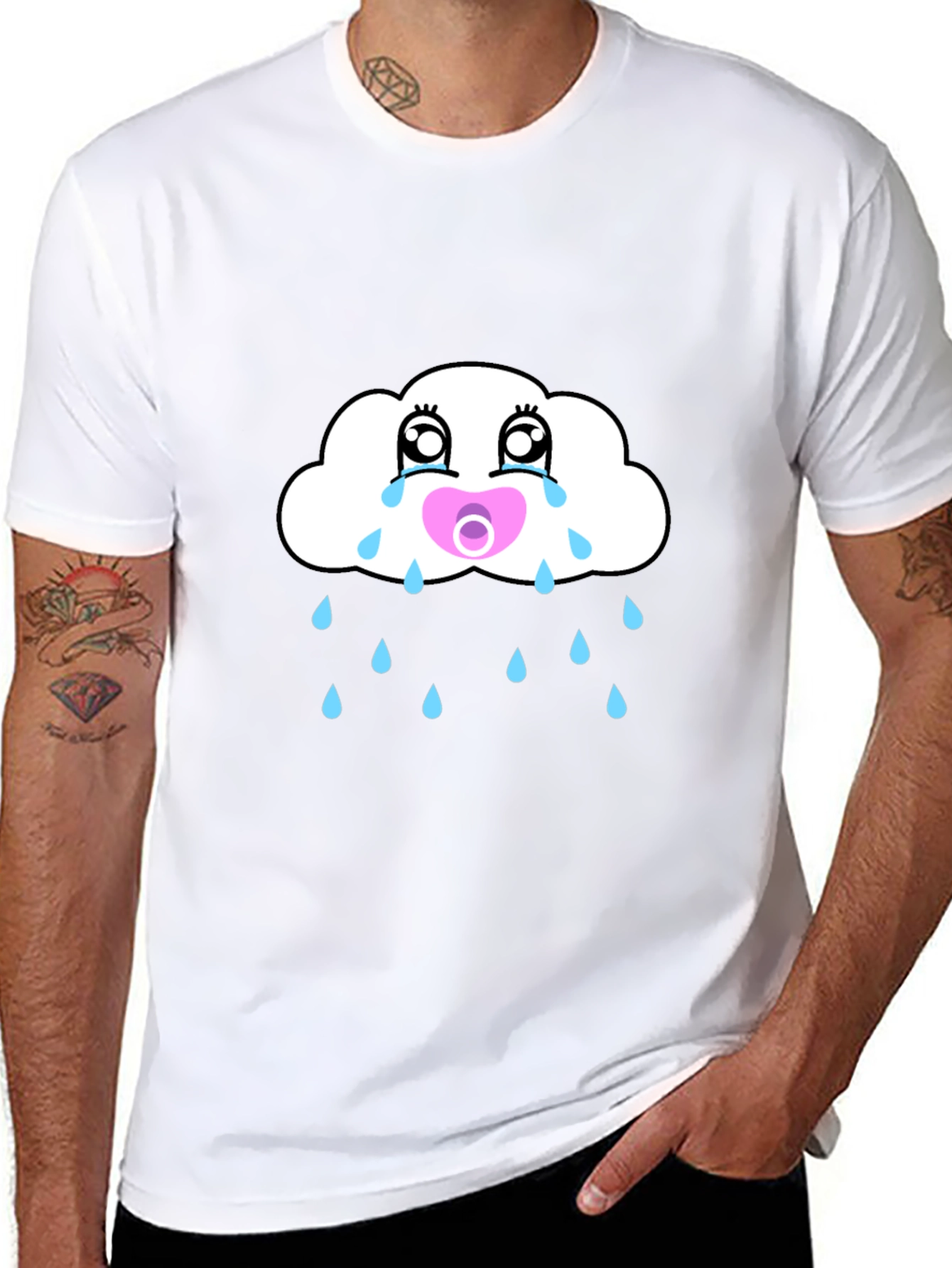 Crying Cloud Pacifier Mens Graphic Tee