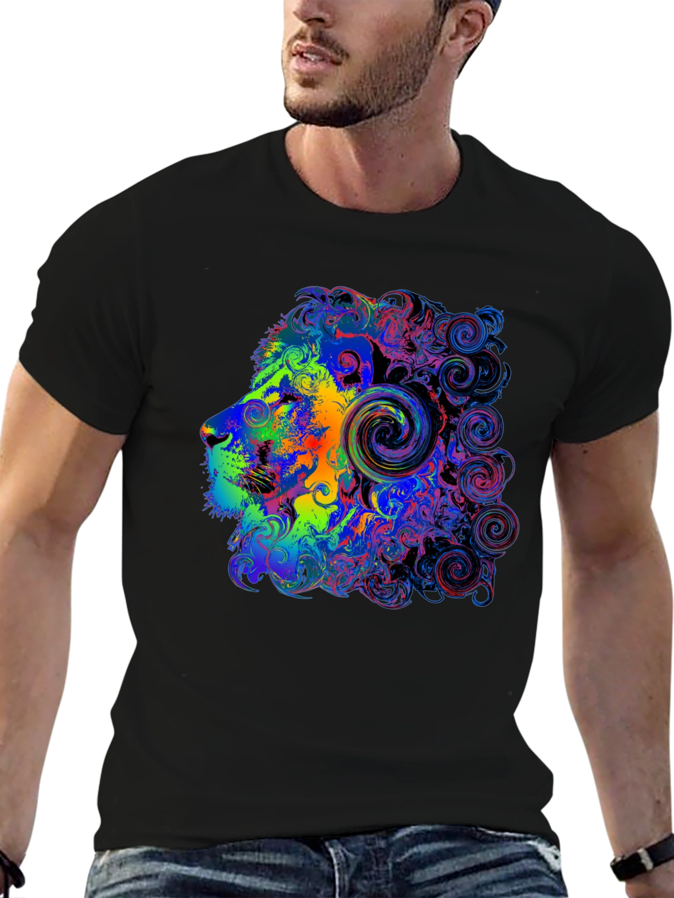 Psychedelic Lion Head Graphic Tee