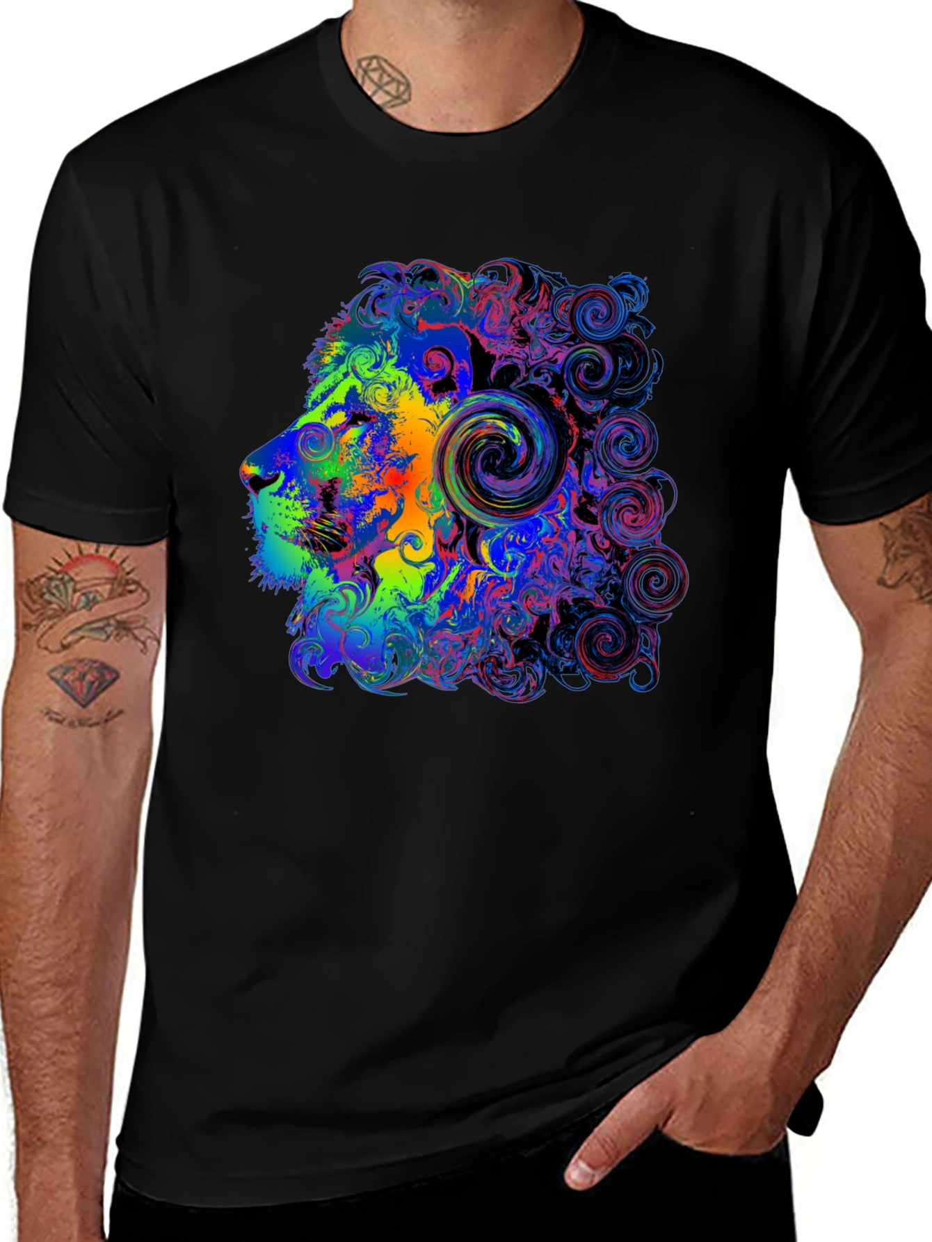 Psychedelic Lion Head Graphic Tee