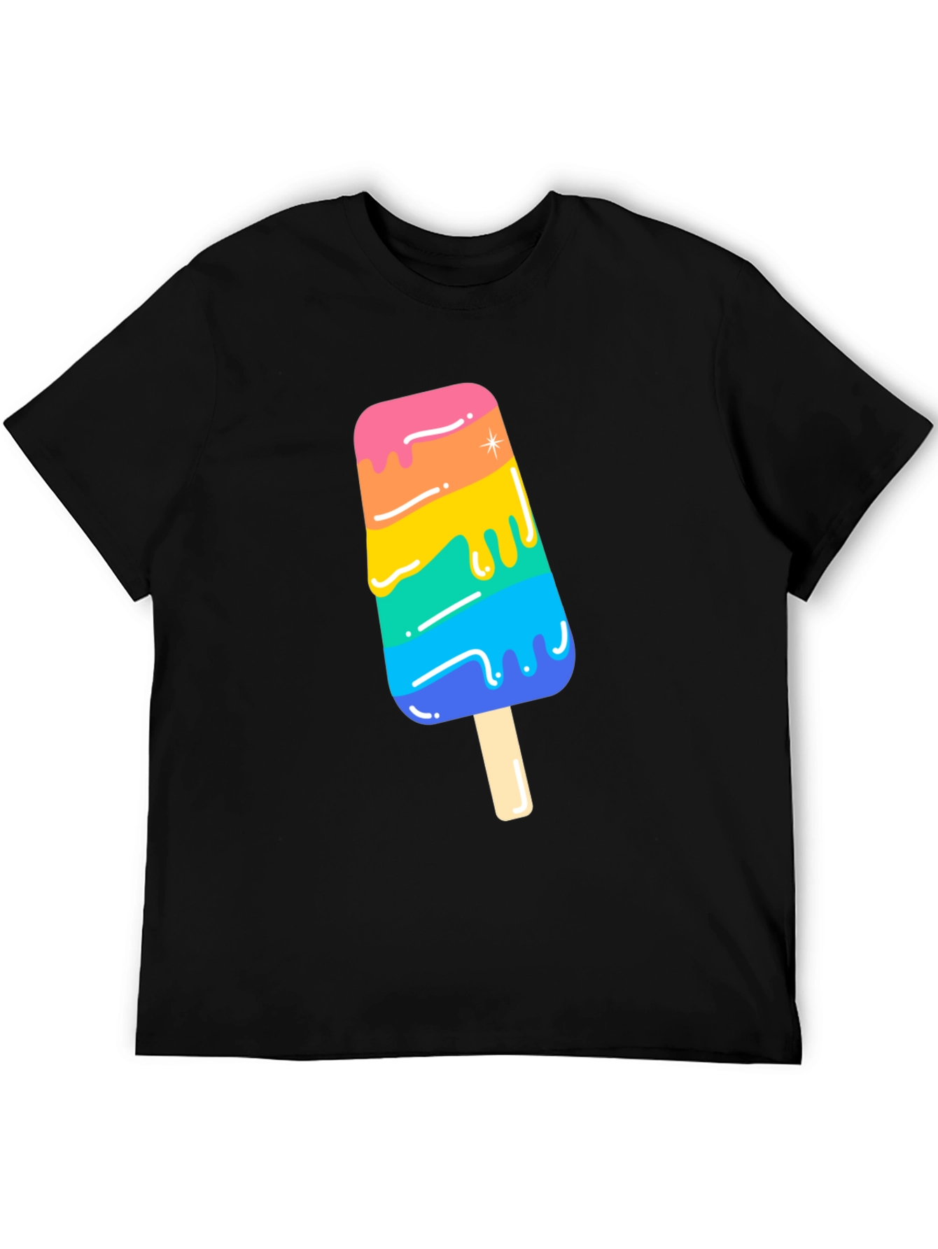 Rainbow Popsicle Graphic Tee - Black Unisex T-Shirt