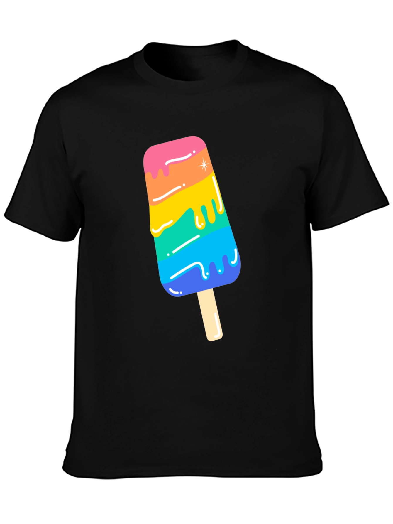 Rainbow Popsicle Graphic Tee - Black Unisex T-Shirt