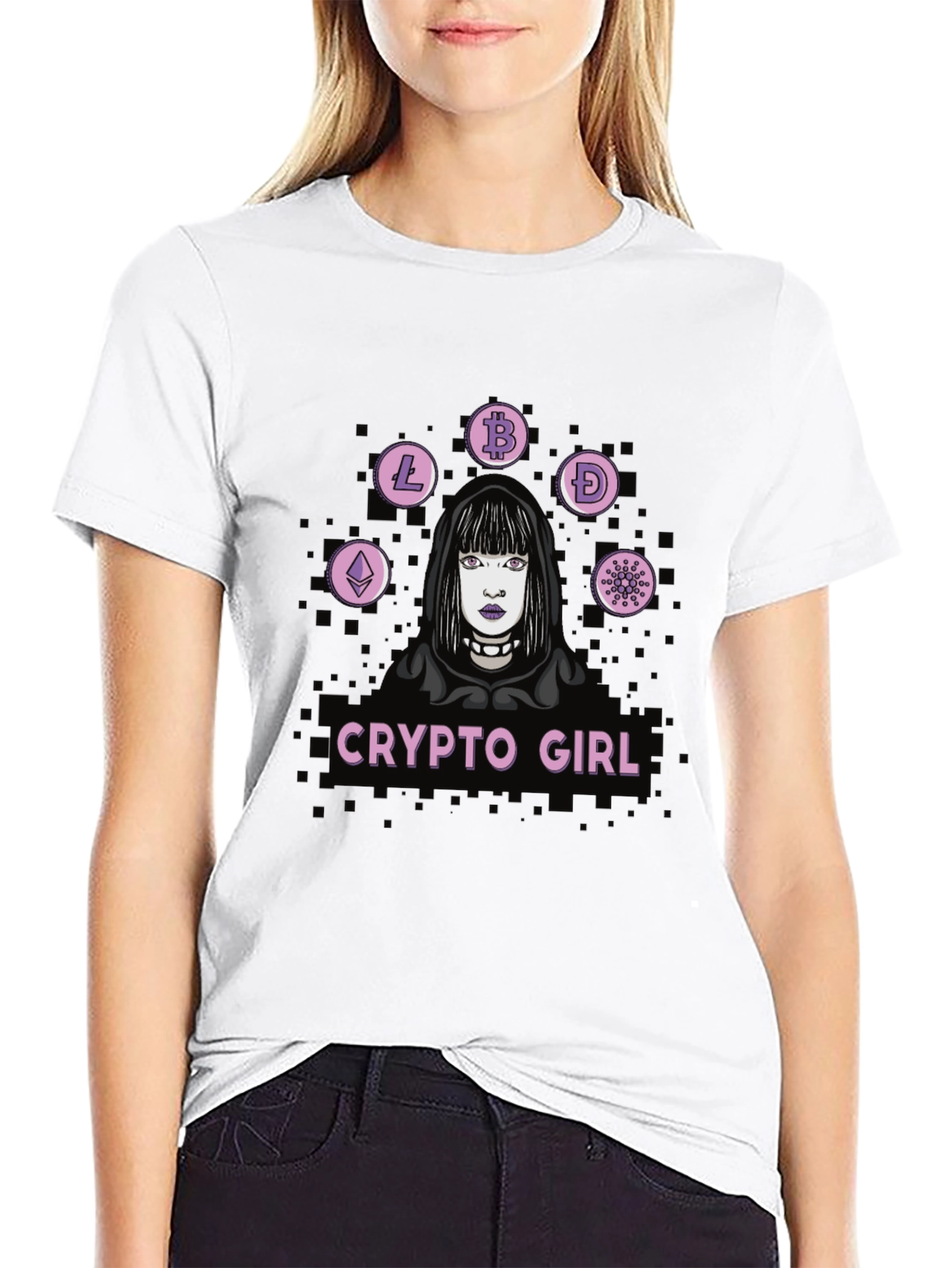 Crypto Girl Black Graphic T-Shirt