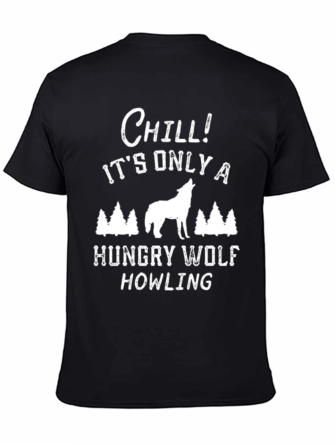 Chill Hungry Wolf Howling Graphic T-Shirt