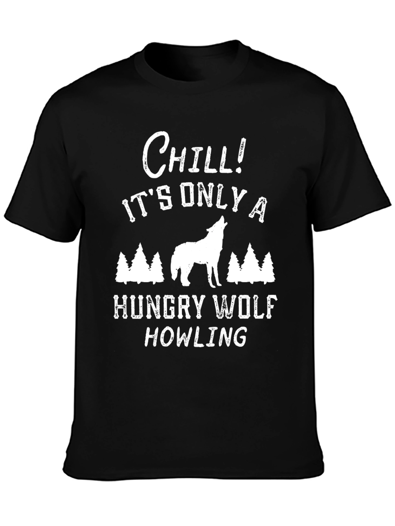 Chill Hungry Wolf Howling Graphic T-Shirt