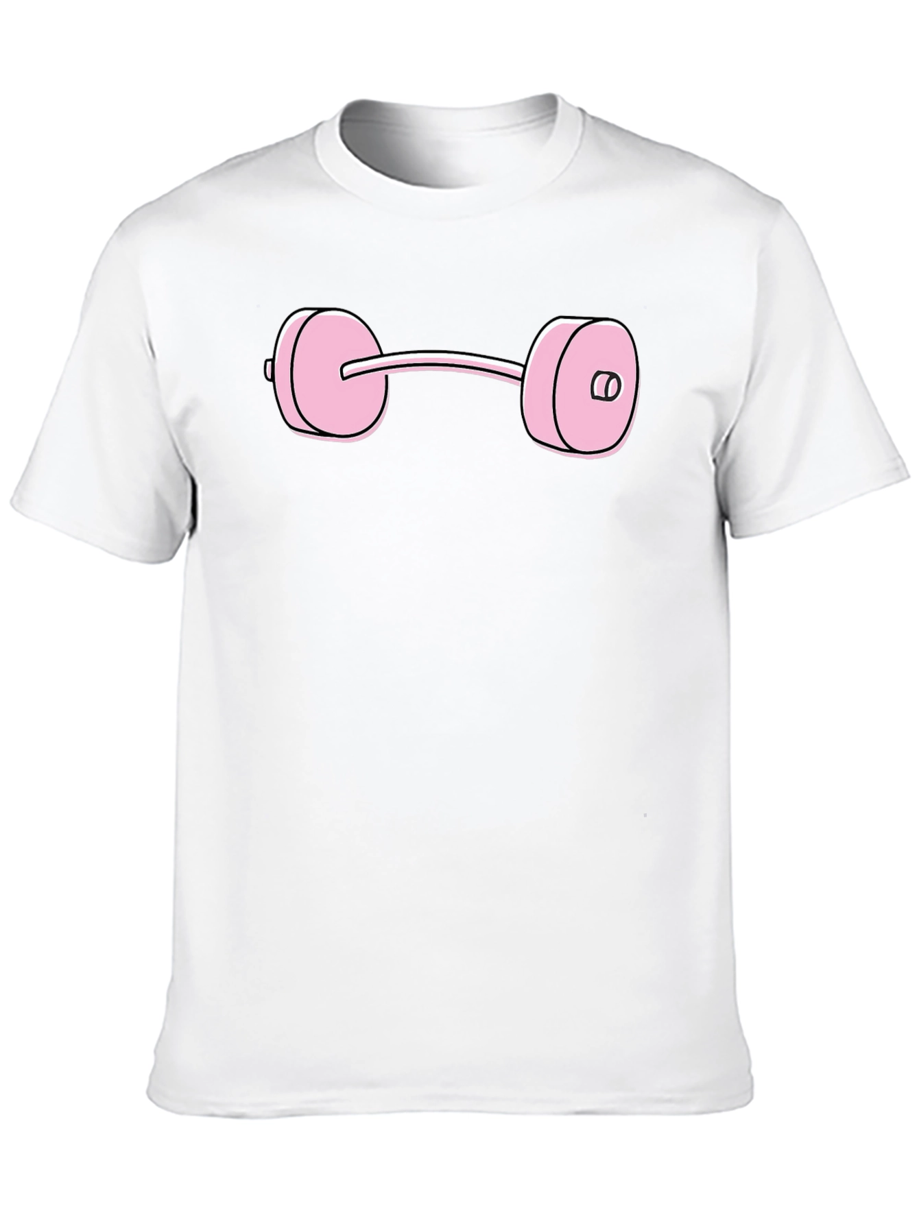 Pink Dumbbell Graphic Tee - Black Cotton T-Shirt