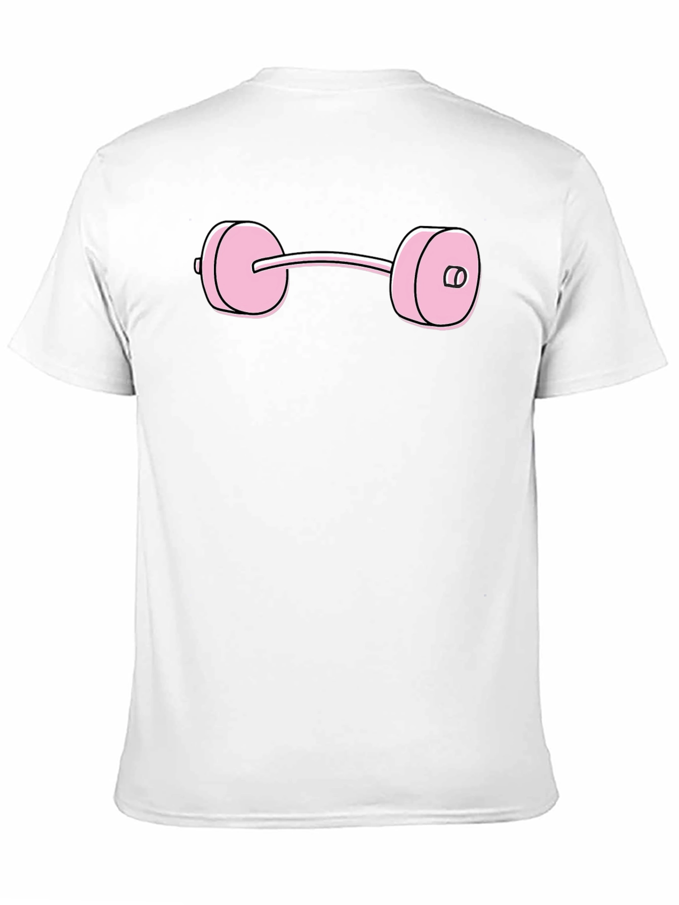 Pink Dumbbell Graphic Tee - Black Cotton T-Shirt
