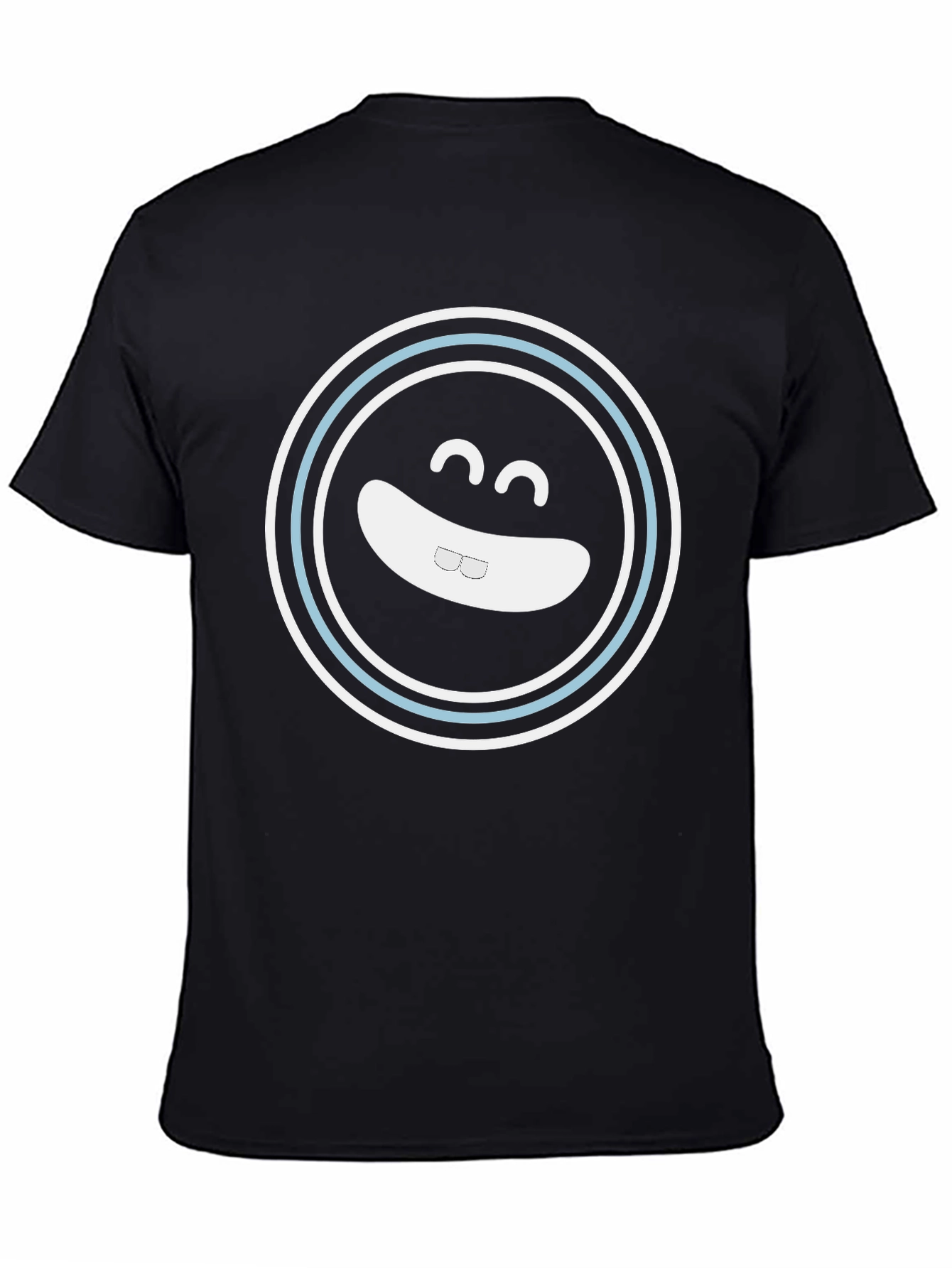 Smiling Face Graphic Tee - Black Cotton Blend Shirt