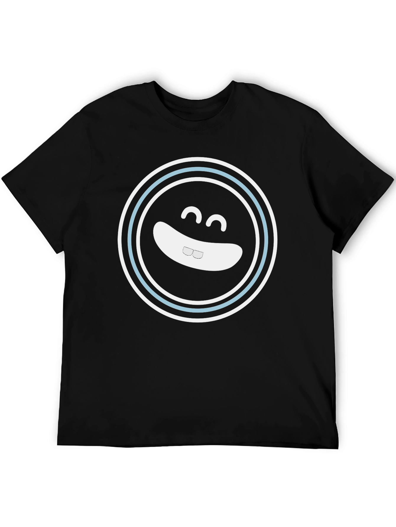 Smiling Face Graphic Tee - Black Cotton Blend Shirt