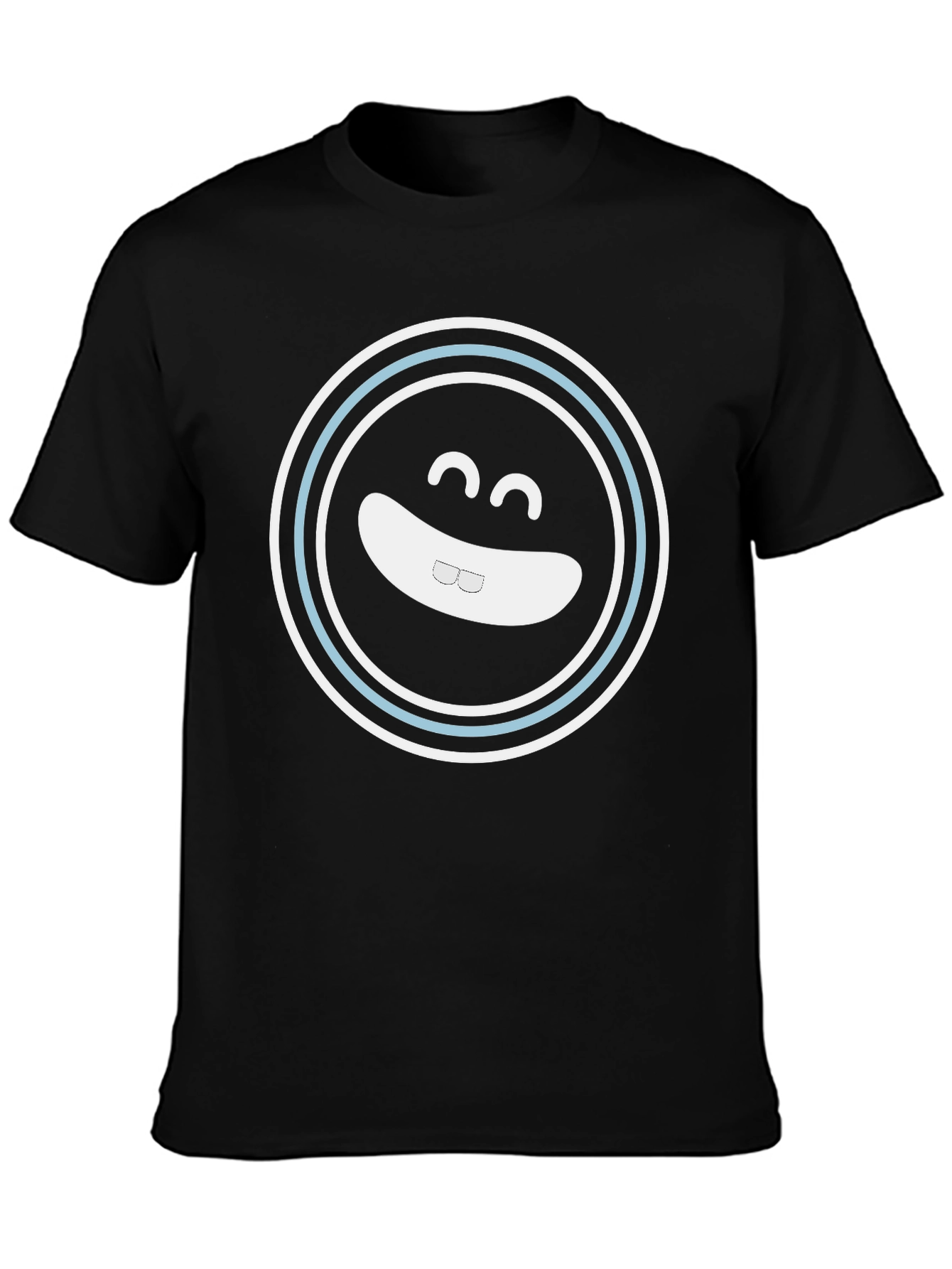 Smiling Face Graphic Tee - Black Cotton Blend Shirt