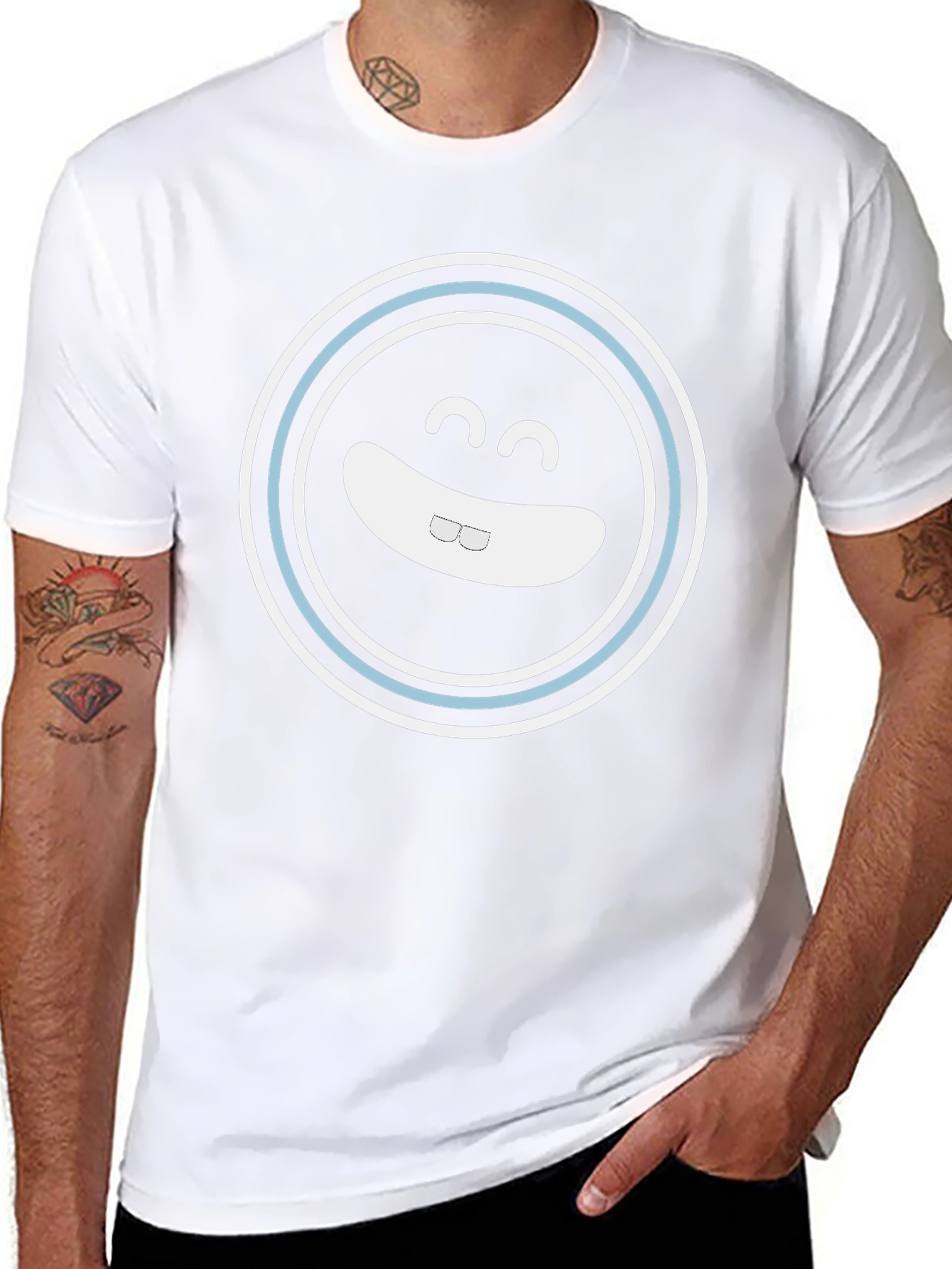 Smiling Face Graphic Tee - Black Cotton Blend Shirt
