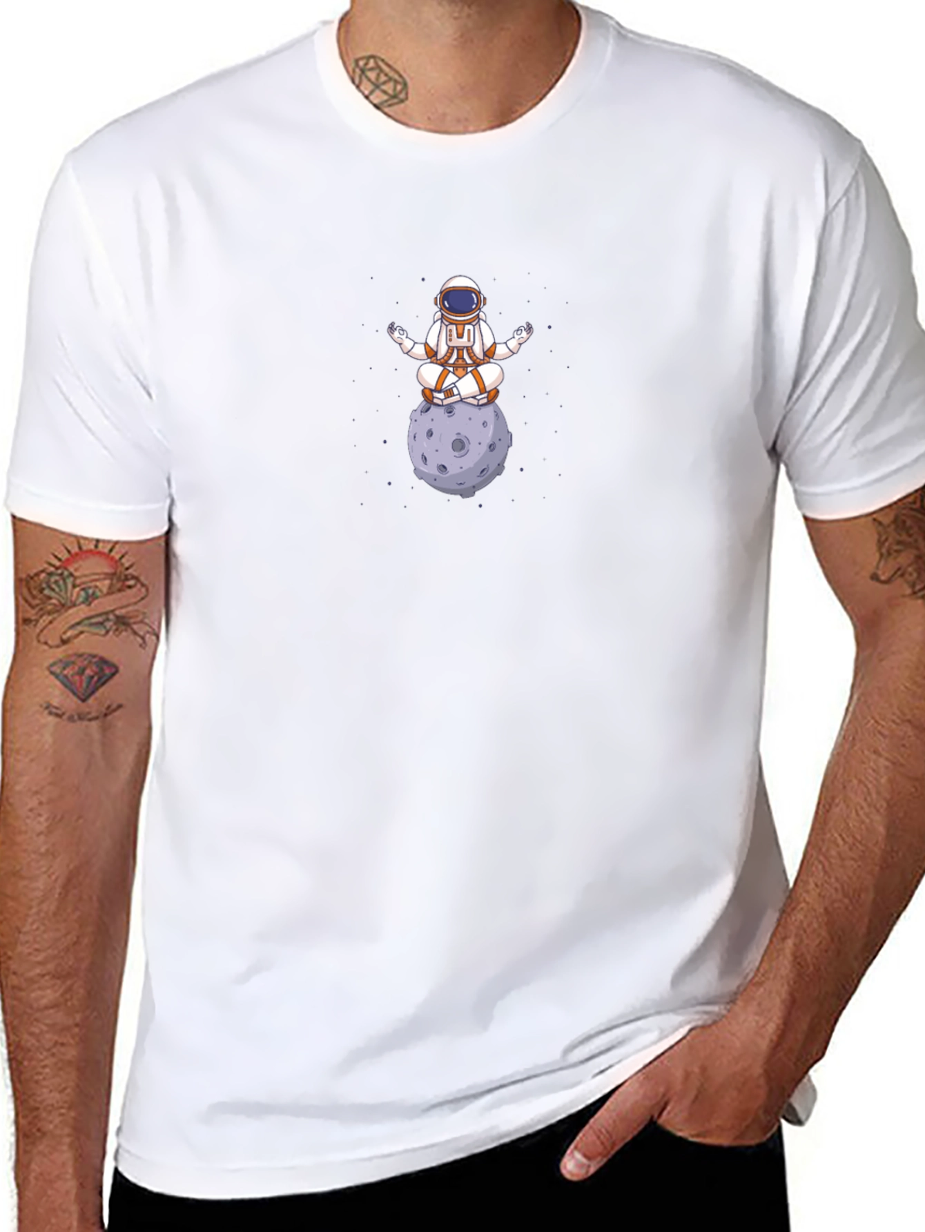 Meditating Astronaut T-Shirt - Cosmic Zen
