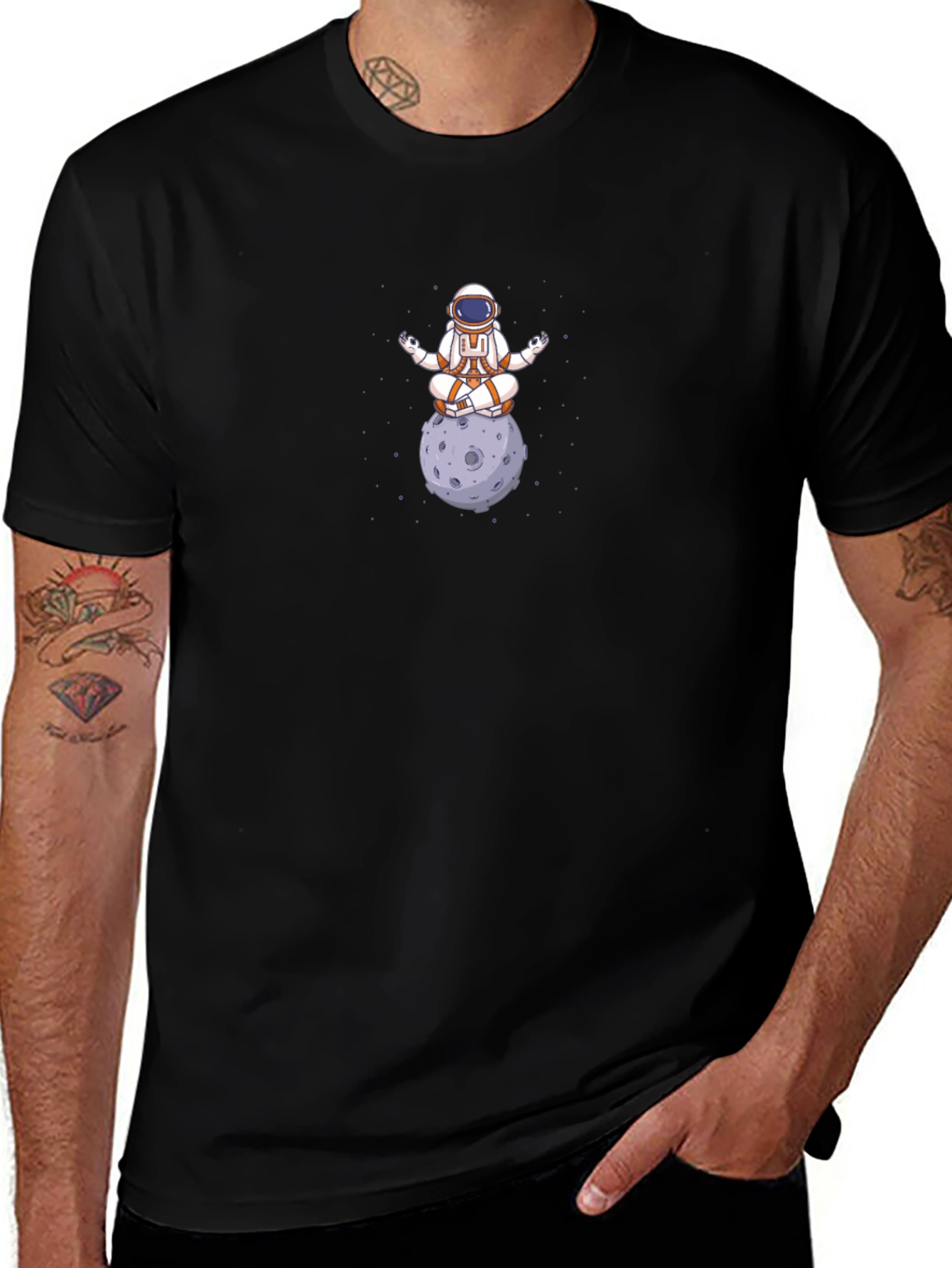 Meditating Astronaut T-Shirt - Cosmic Zen