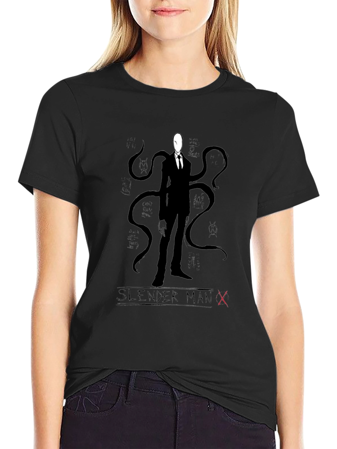 Slender Man Black Graphic Tee