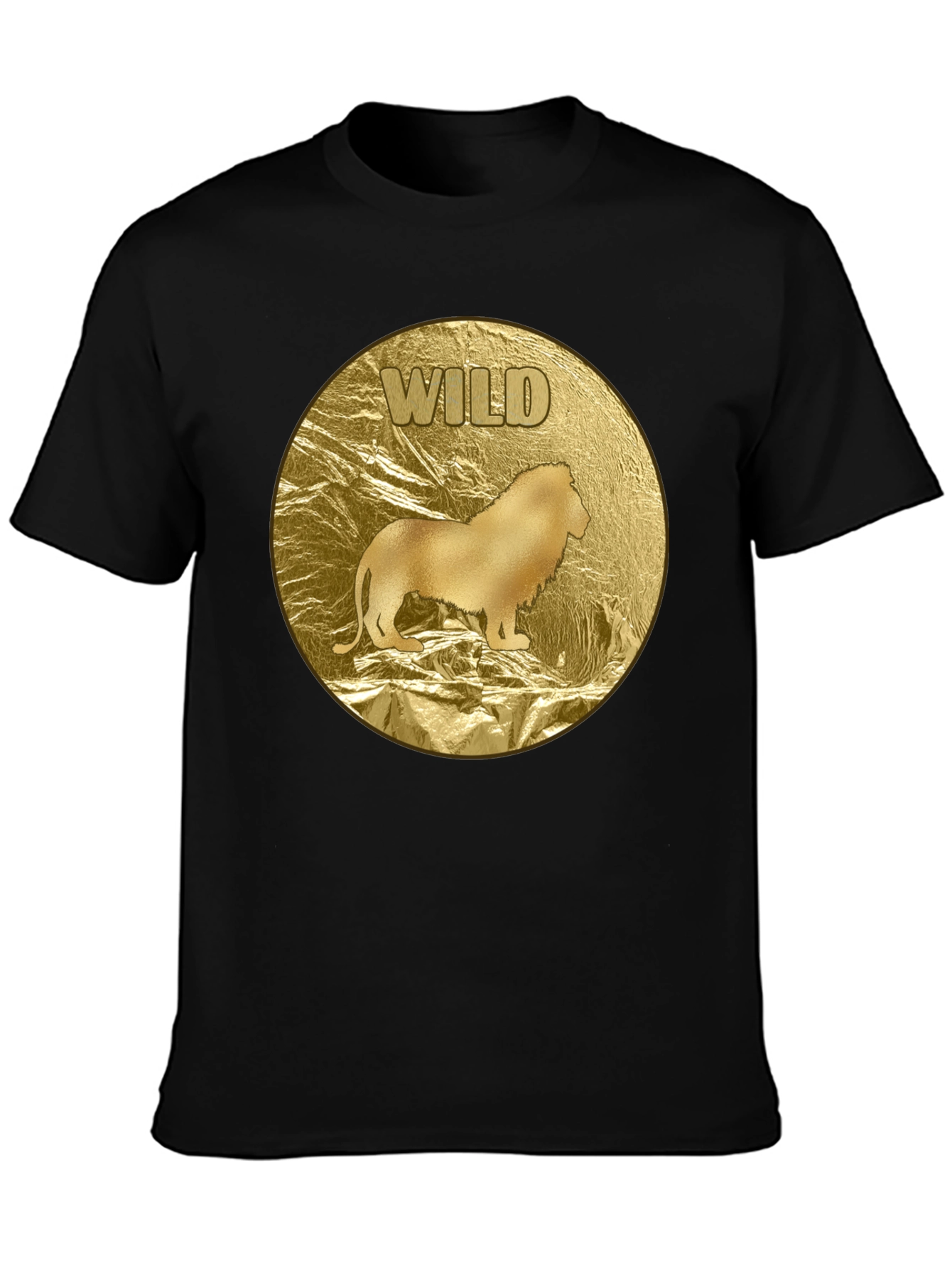 Wild Lion Graphic Tee - Gold Animal Print T-Shirt
