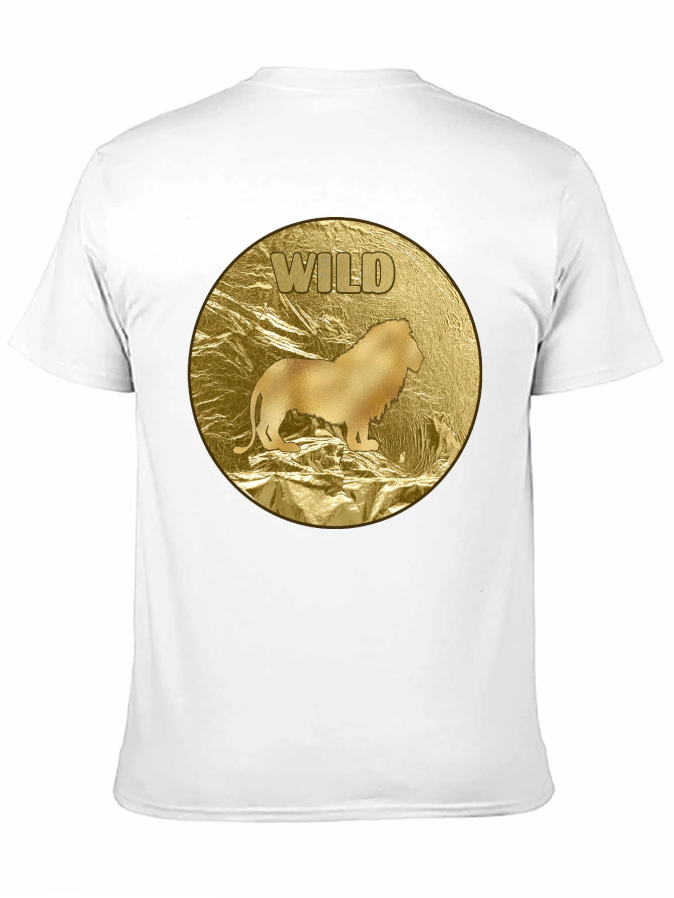 Wild Lion Graphic Tee - Gold Animal Print T-Shirt