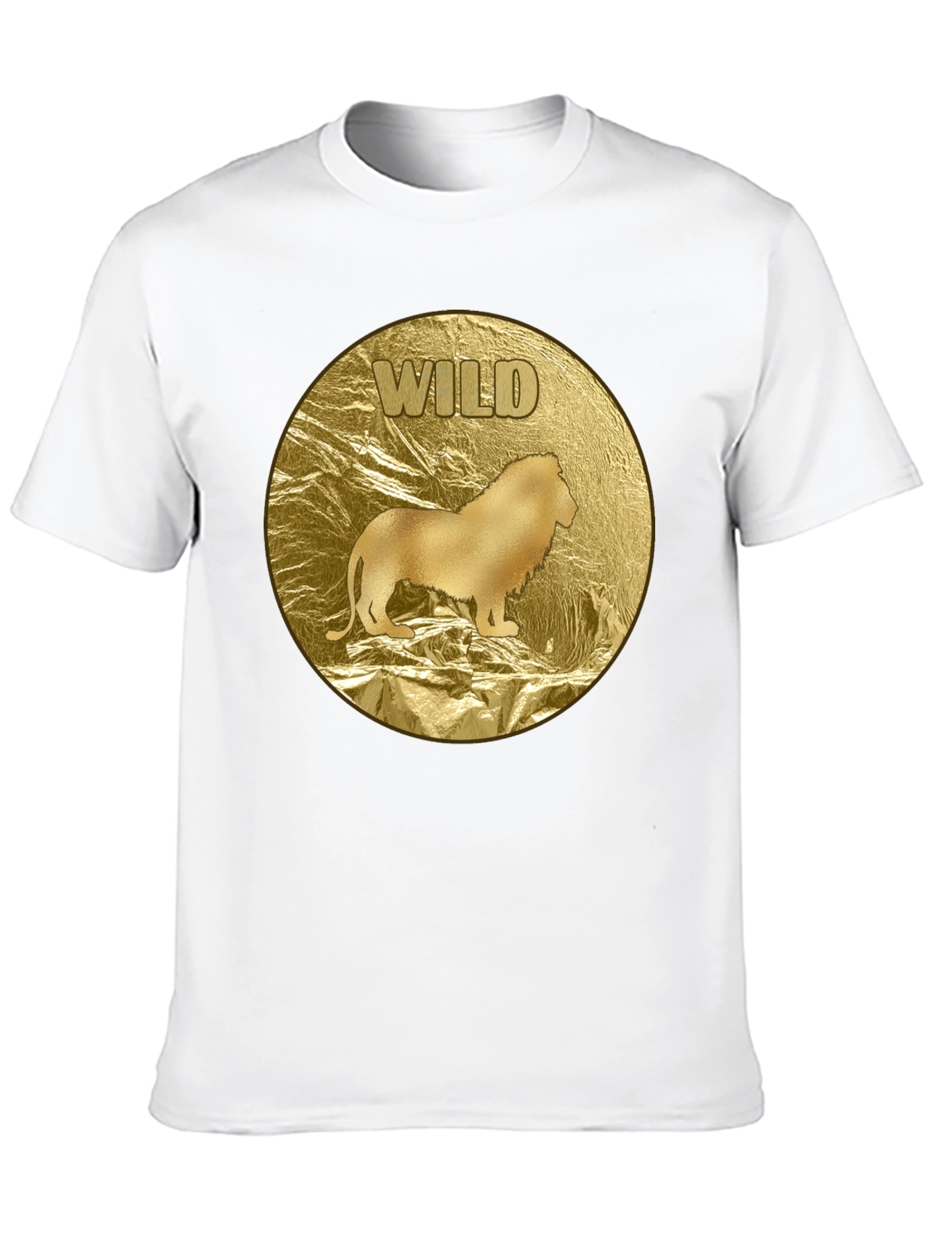 Wild Lion Graphic Tee - Gold Animal Print T-Shirt