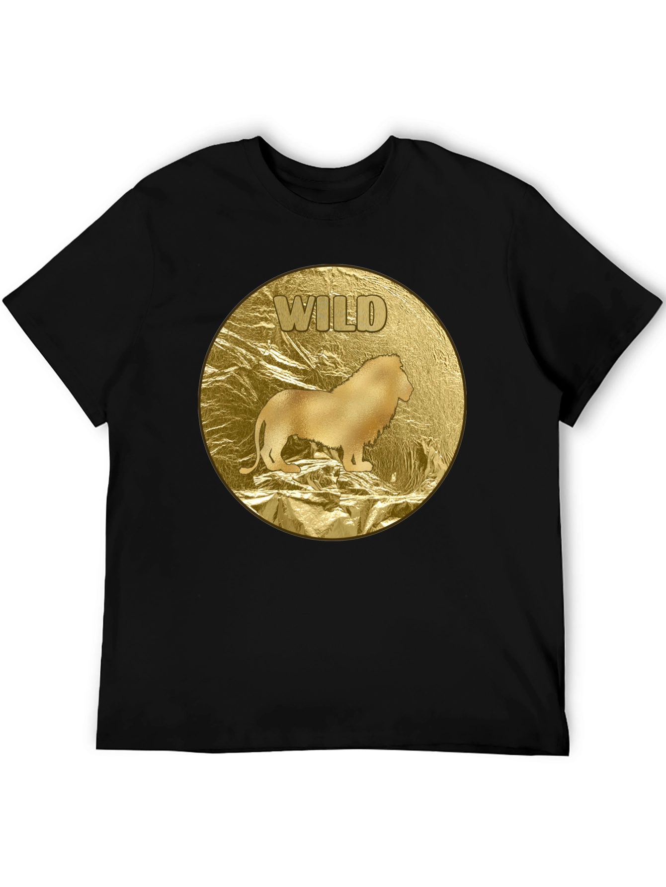 Wild Lion Graphic Tee - Gold Animal Print T-Shirt