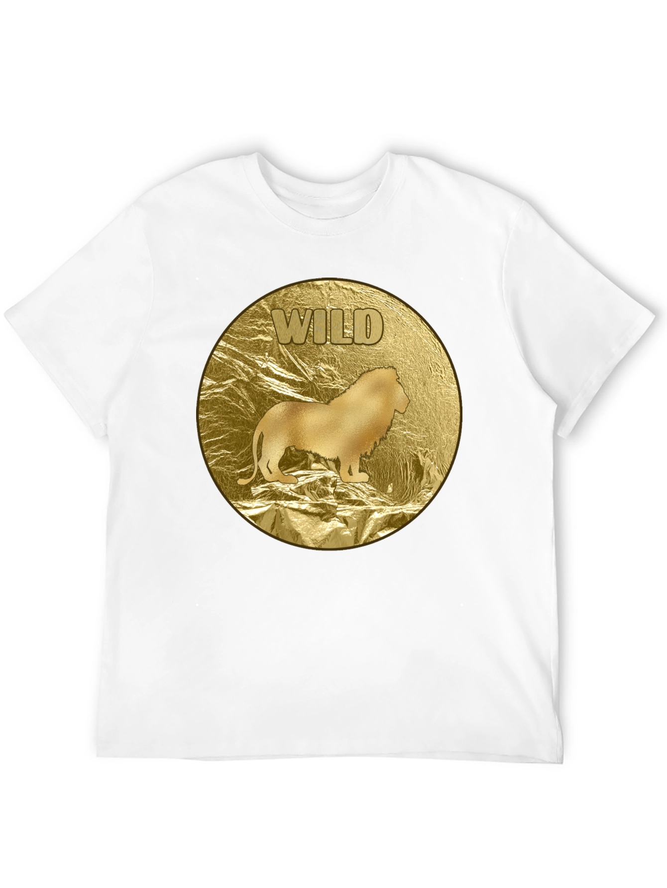 Wild Lion Graphic Tee - Gold Animal Print T-Shirt