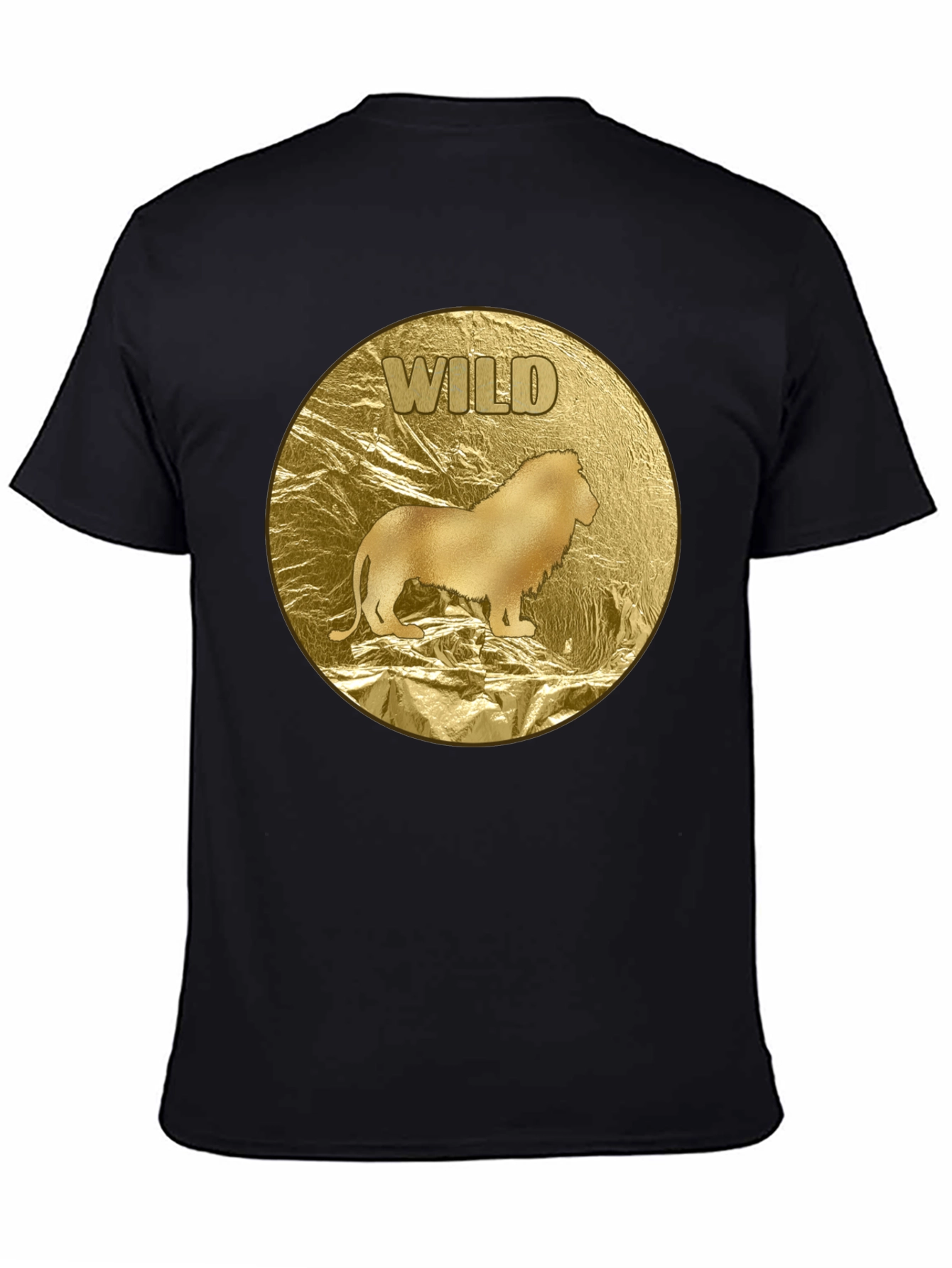 Wild Lion Graphic Tee - Gold Animal Print T-Shirt