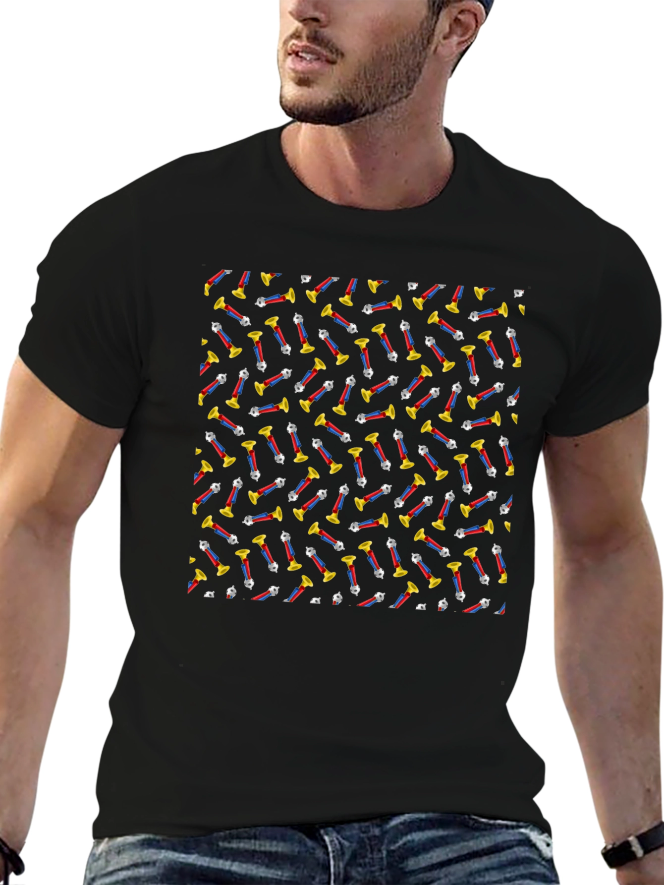Retro PEZ Dispenser Pattern Black T-Shirt