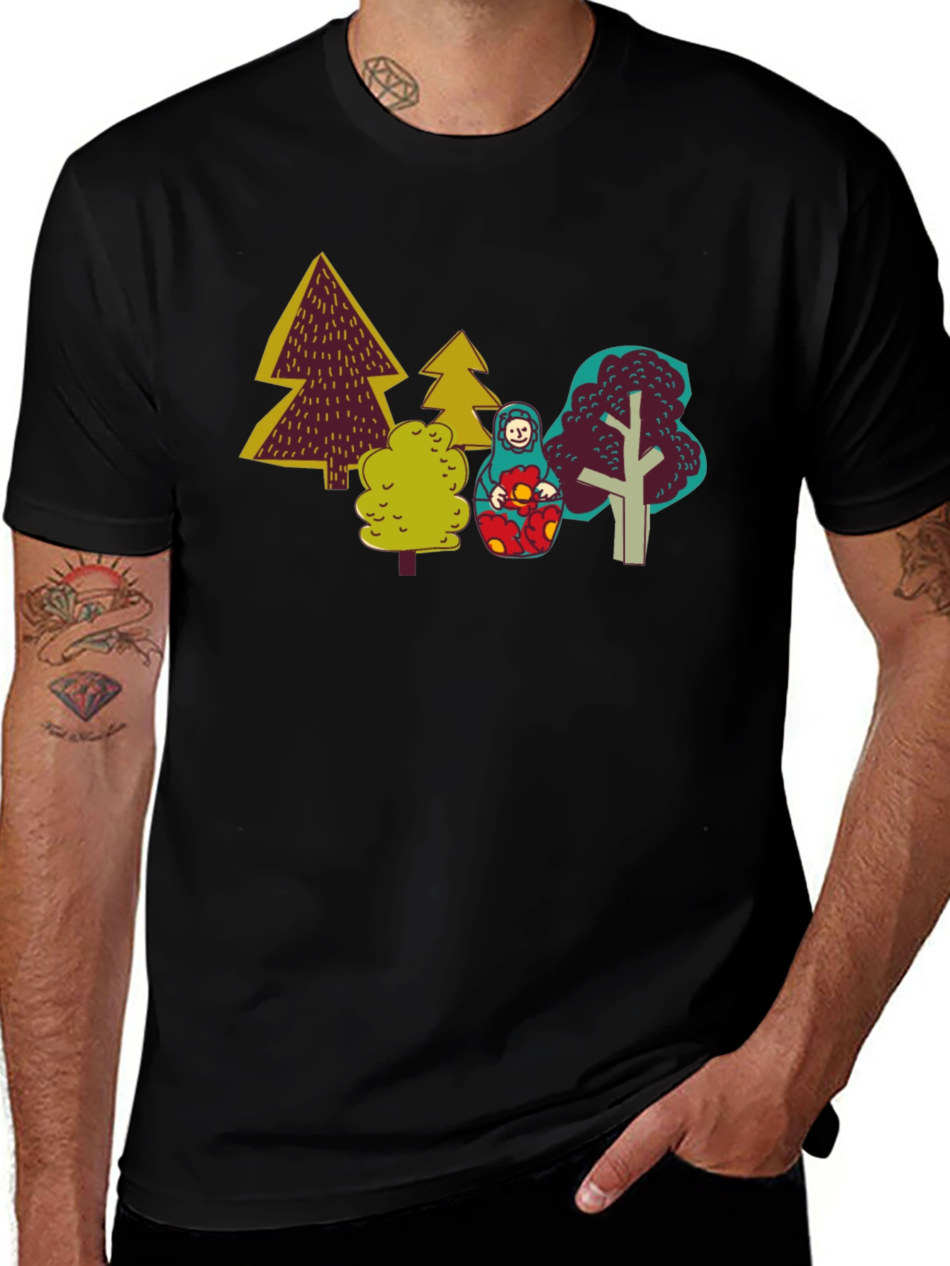 Unique Forest Matryoshka Doll Graphic Tee