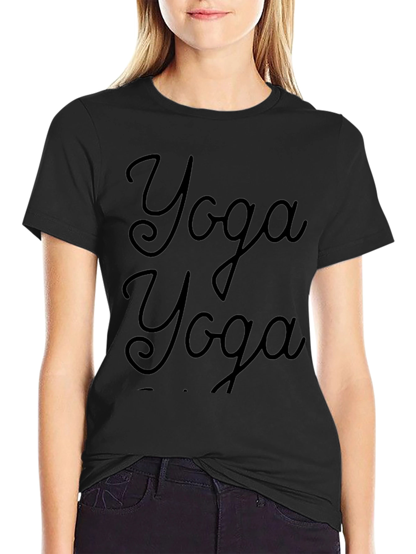 Yoga T-Shirt - Black Cotton Mens Tee