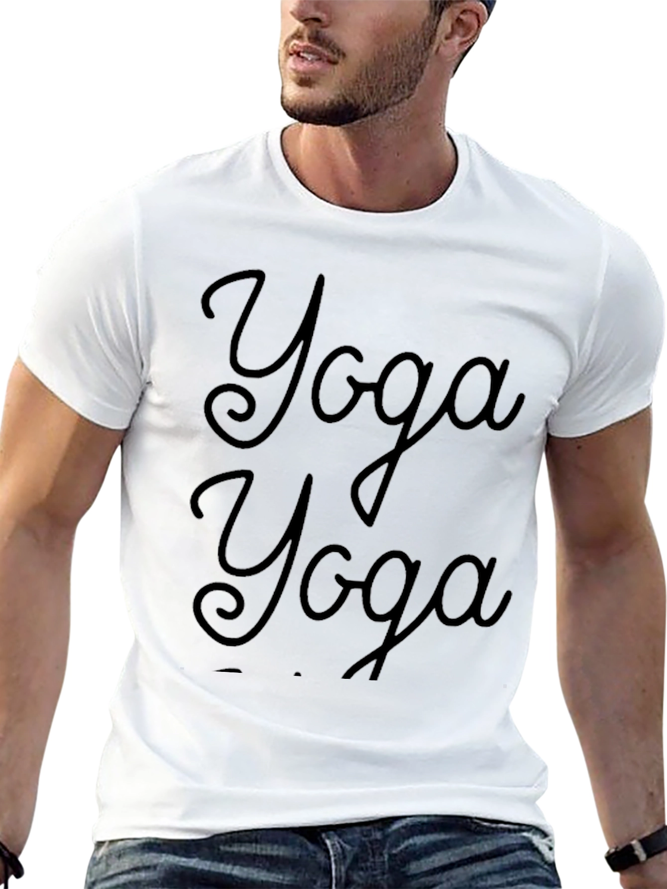 Yoga T-Shirt - Black Cotton Mens Tee