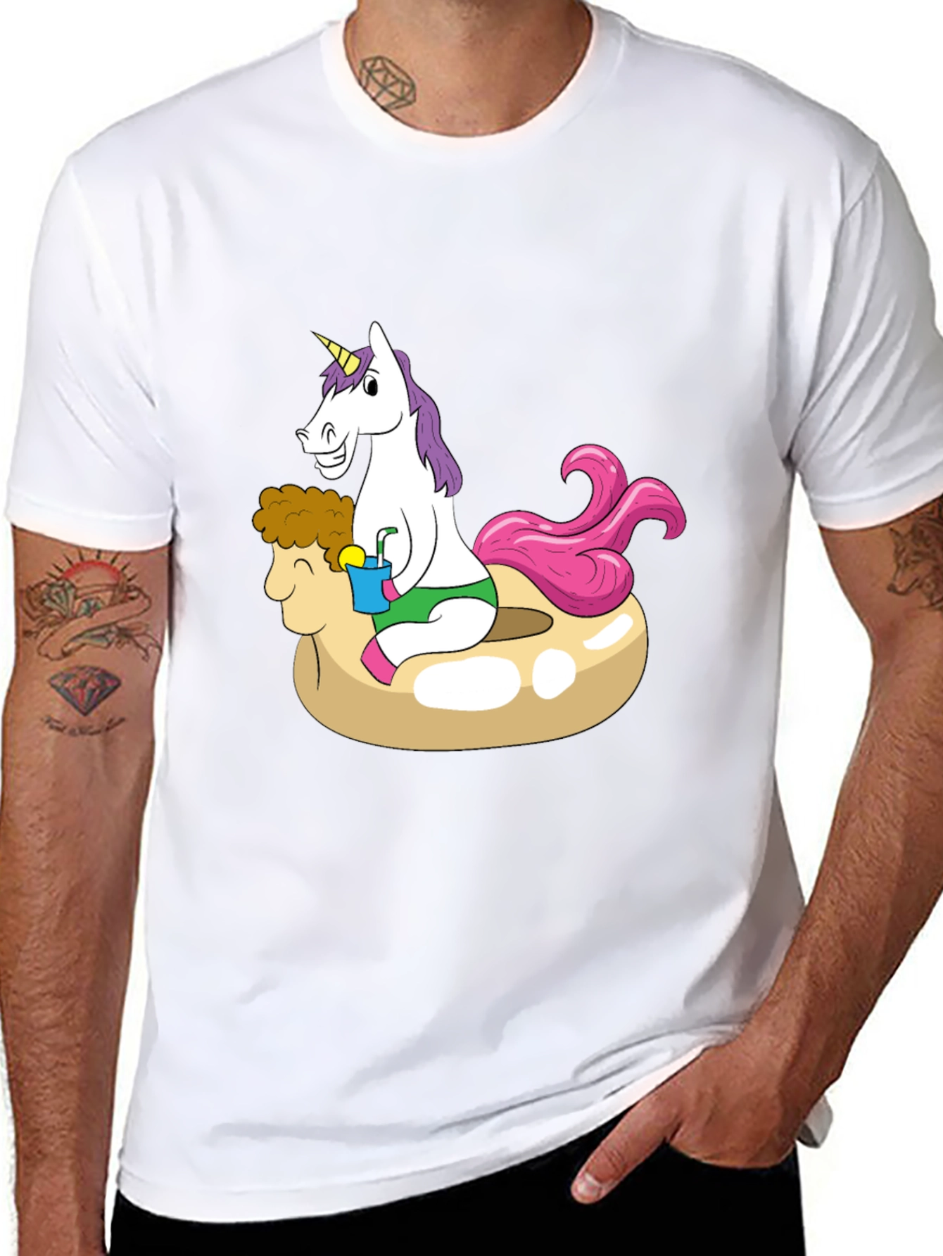 Unicorn on Sheep Pool Float T-Shirt