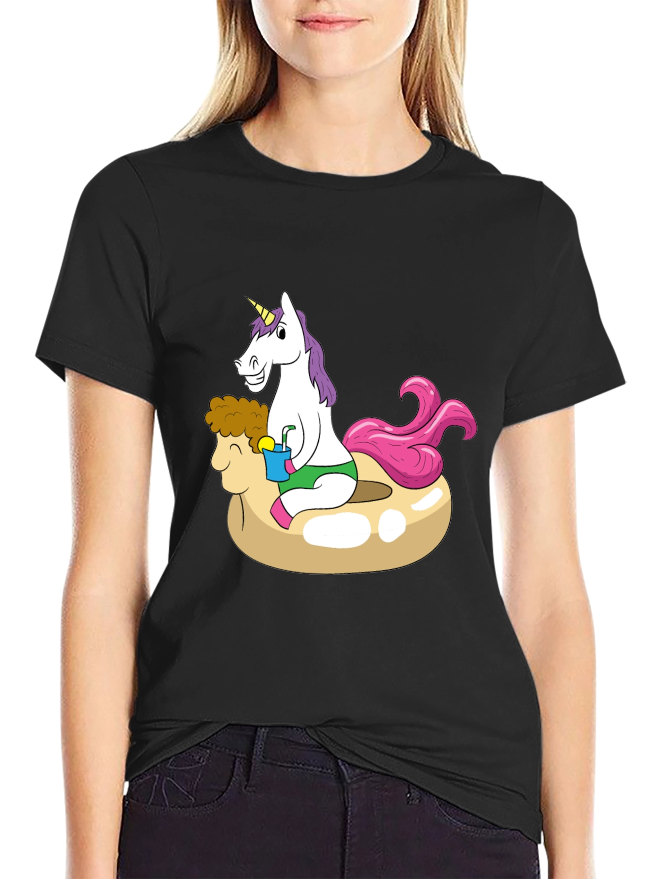 Unicorn on Sheep Pool Float T-Shirt