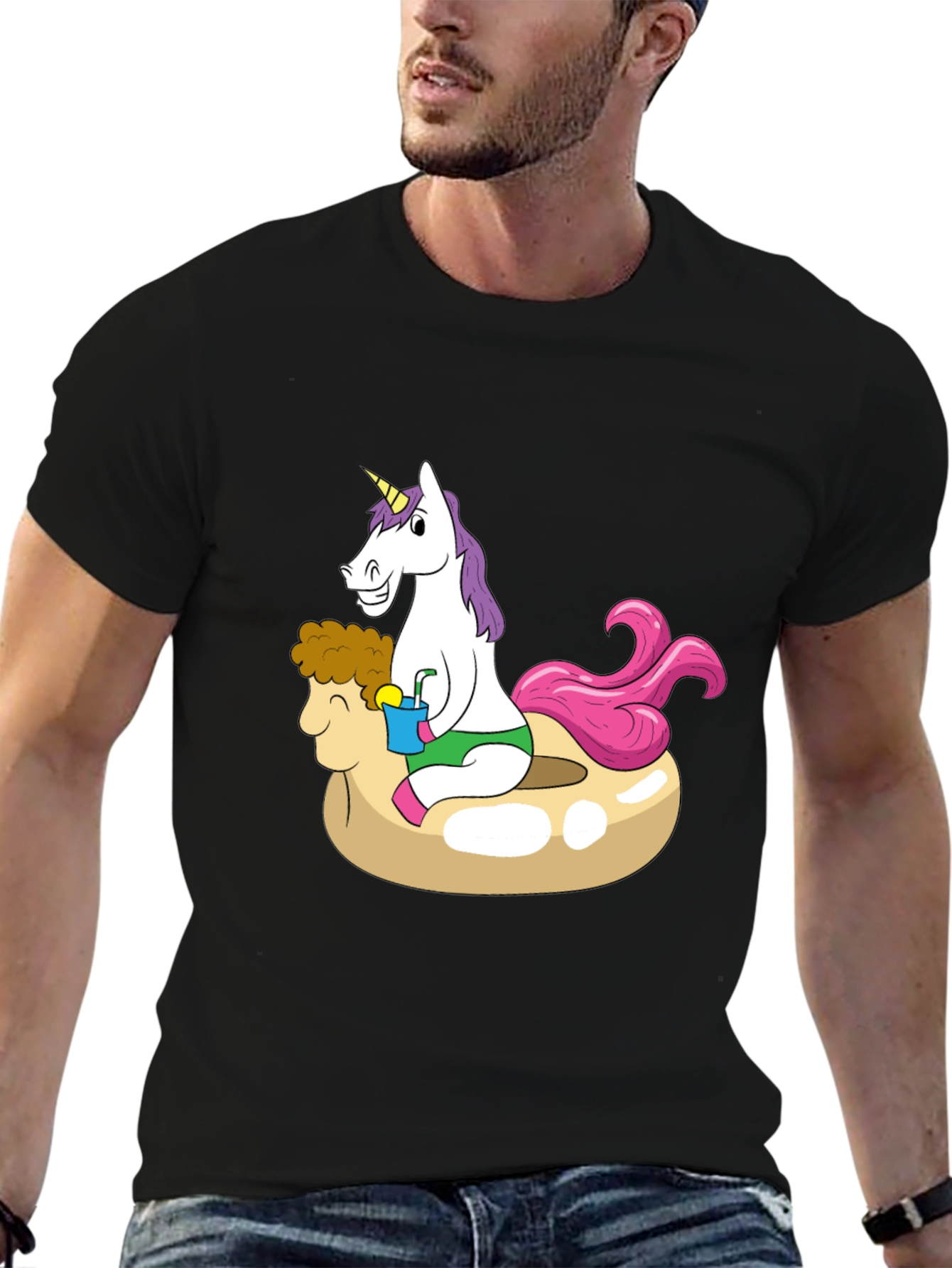 Unicorn on Sheep Pool Float T-Shirt