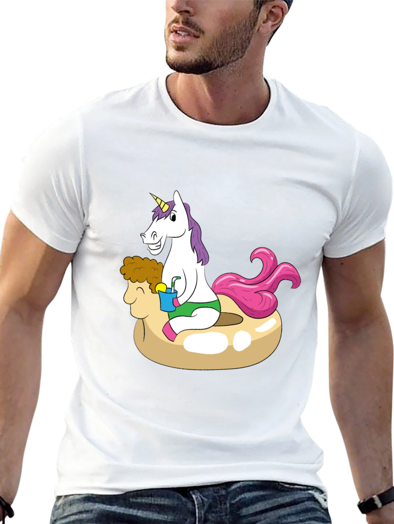 Unicorn on Sheep Pool Float T-Shirt
