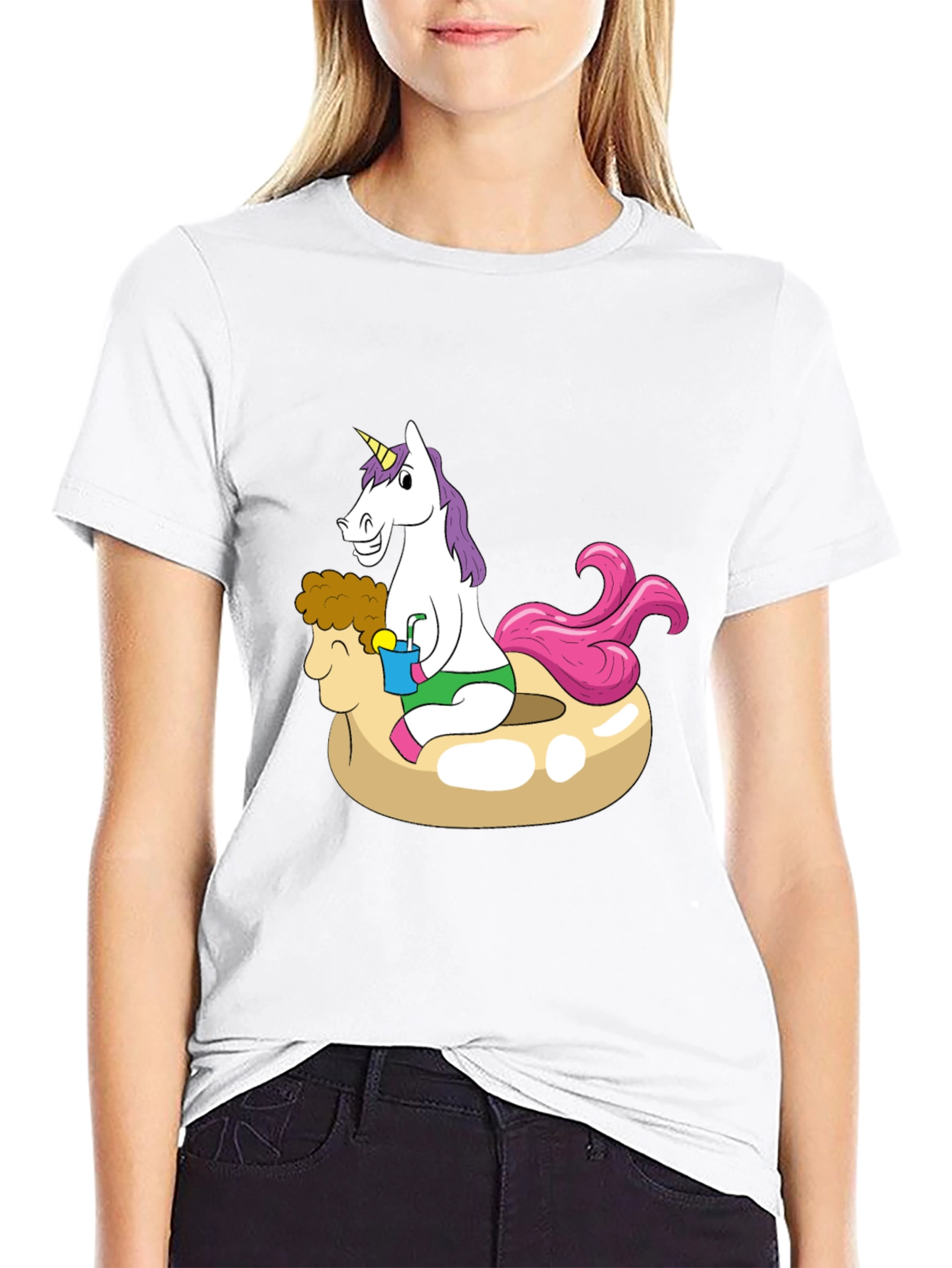 Unicorn on Sheep Pool Float T-Shirt
